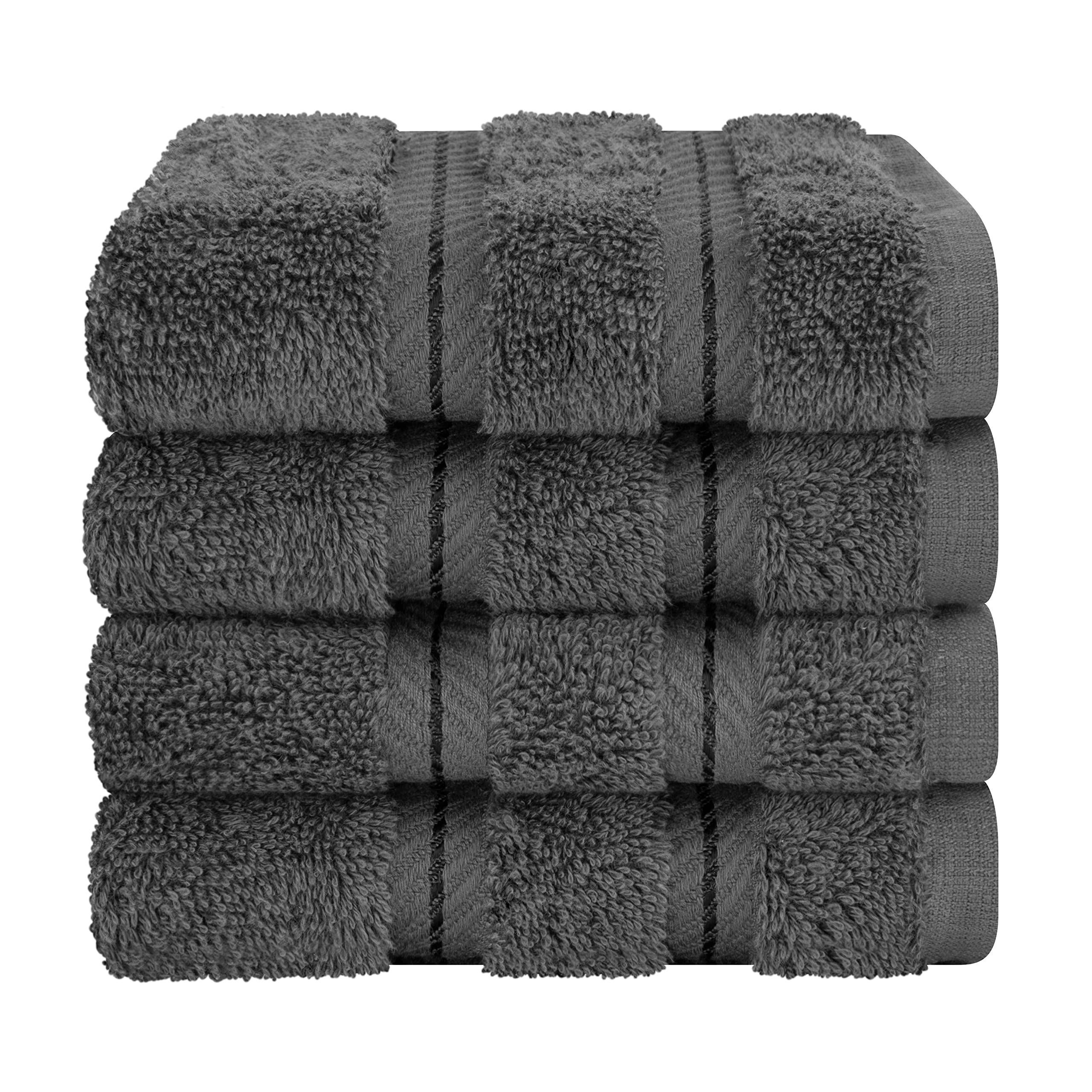 American Soft Linen Luxury Washcloths for Bathroom, 100% Turkish Cotton Washcloth Set of 4, 13x13 in Soft Washcloths for Body and Face, Baby Washcloths, Gray Washcloths  - Like New