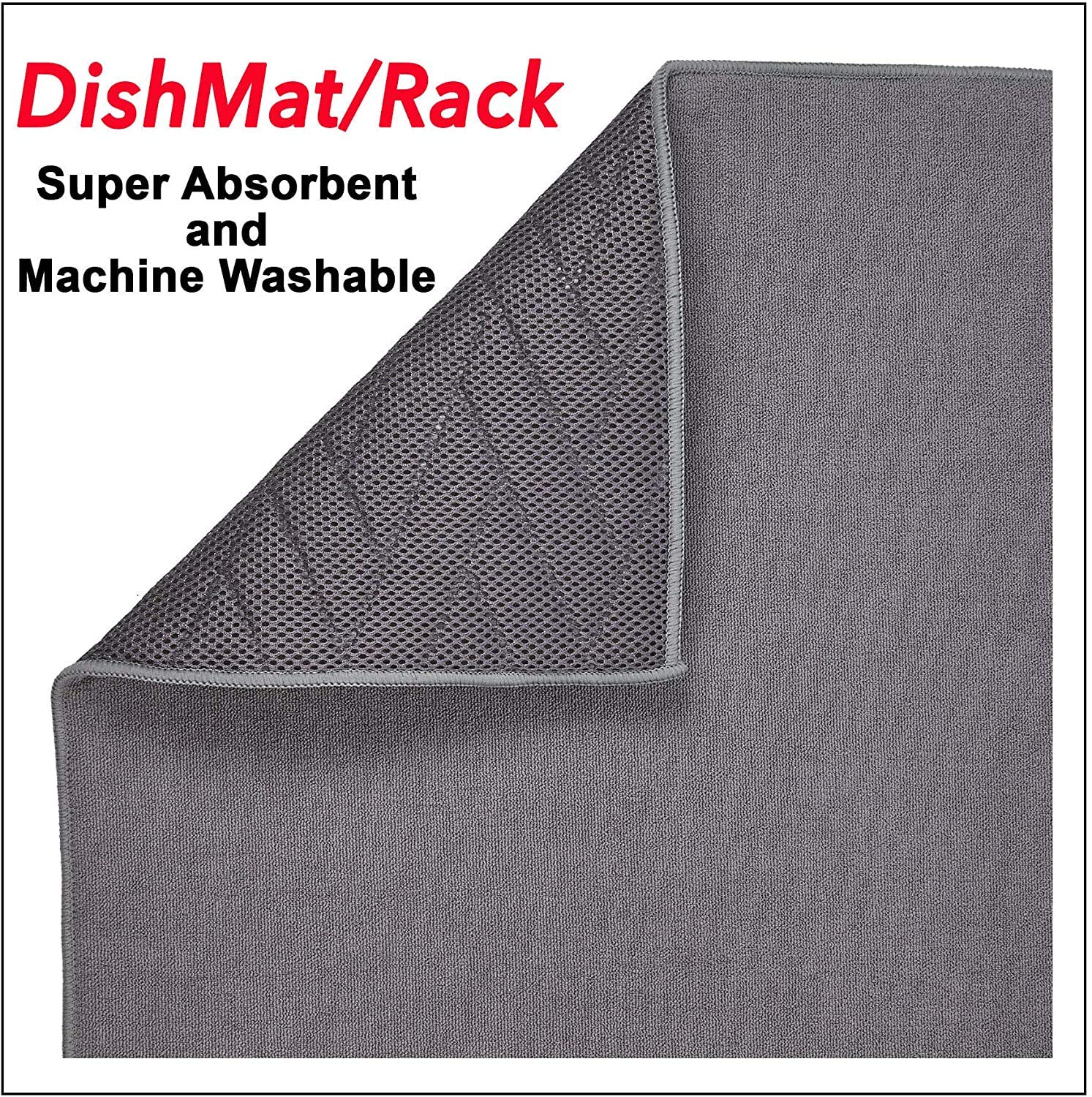 Dish Drying Mat Microfiber and Rack, Drying Rack with Microfiber Mat for Kitchen Counter Super Absorbent- Dish Drainer Pad Compact and Easy to Store - Protects Kitchen Counter - 20.5 x 14.5 Inches