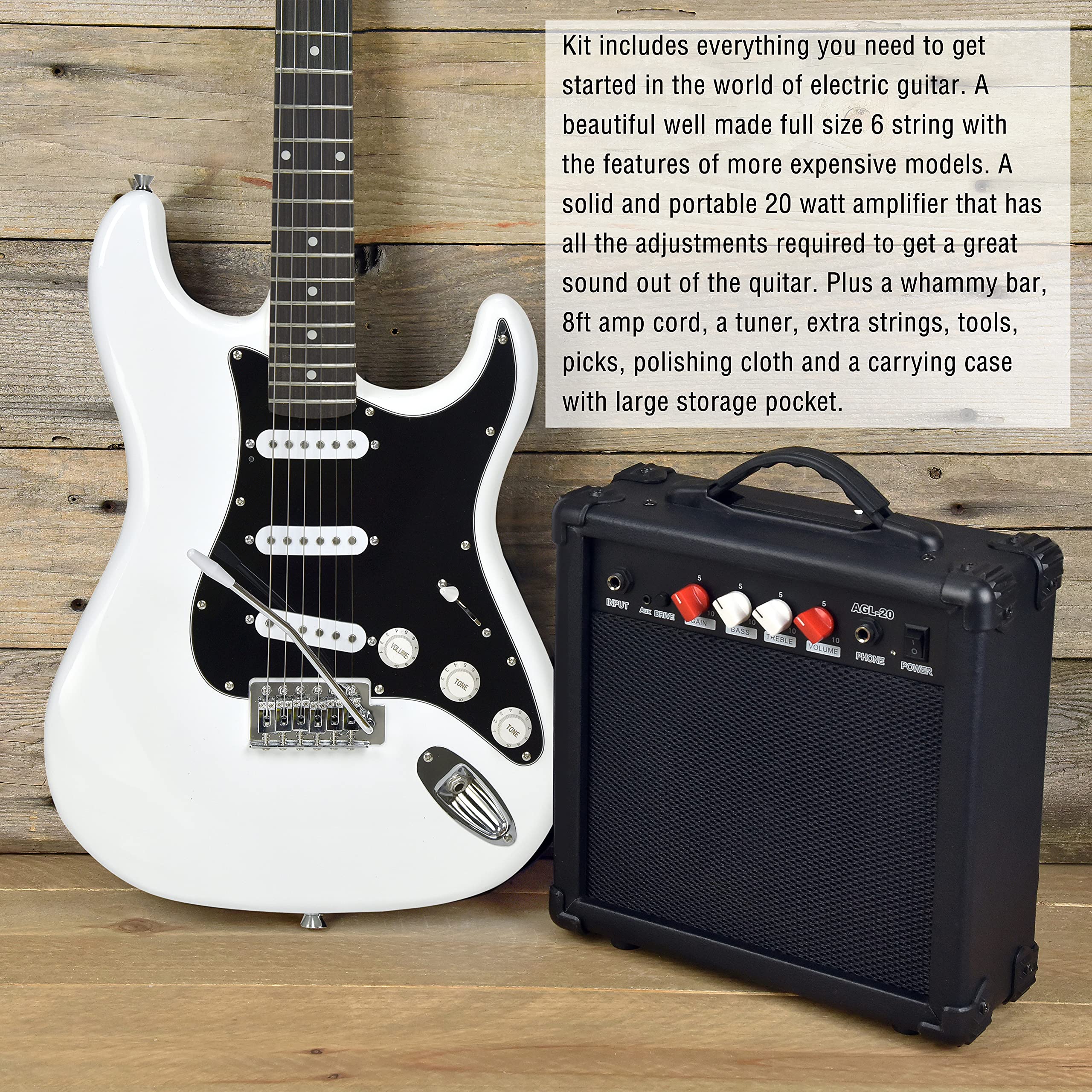 Master Play 39 Inch Electric Guitar,For Kids/beginner With Complete Starter Kit, 20 Watt Amp, 6 Extra String, Picks, Gig Bag, Shoulder Strap, Digital tuner, Cable, Wash Cloth  - Very Good