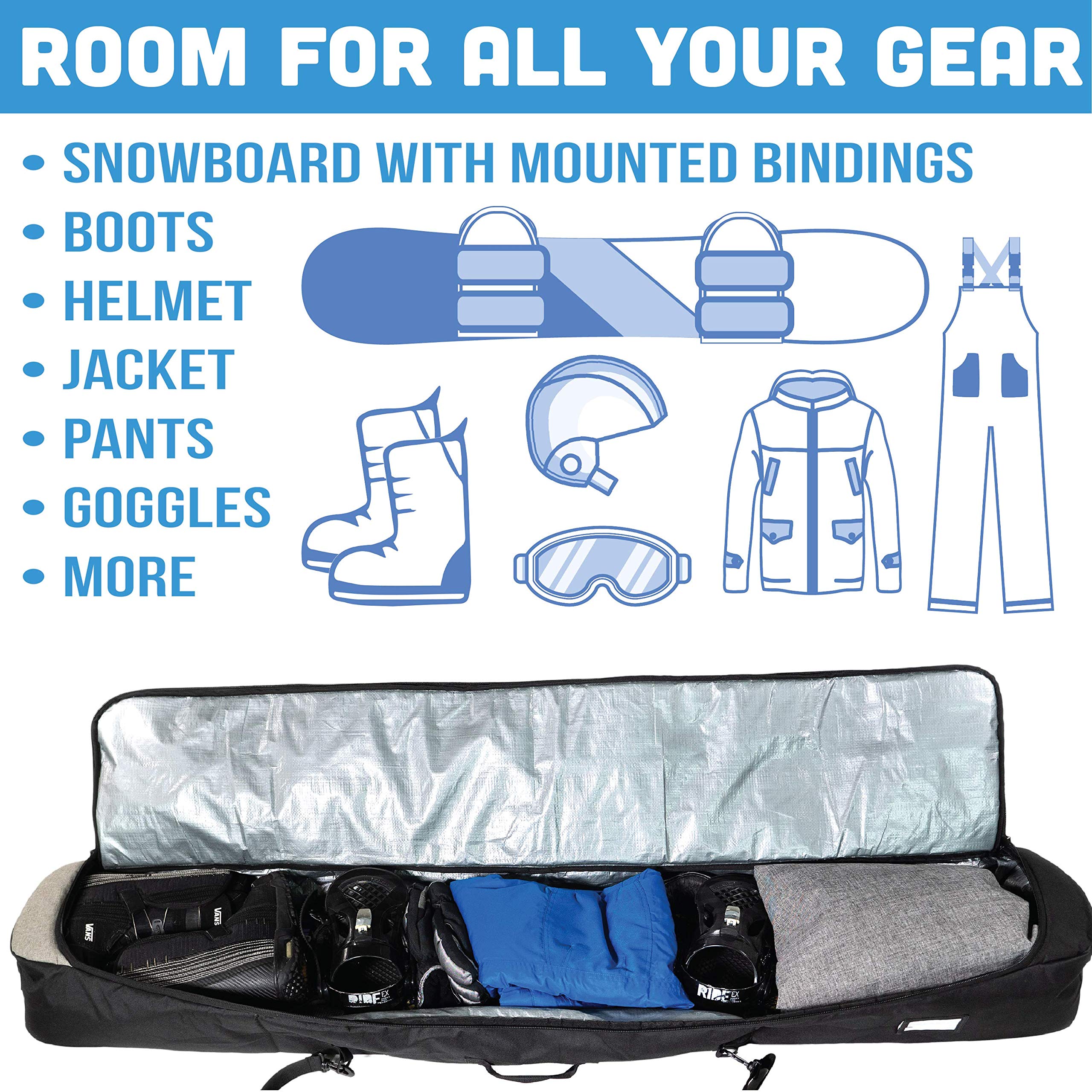Athletico Peak Padded Snowboard Bag - Travel Bag for Single Snowboard and Snowboard Boots  - Acceptable