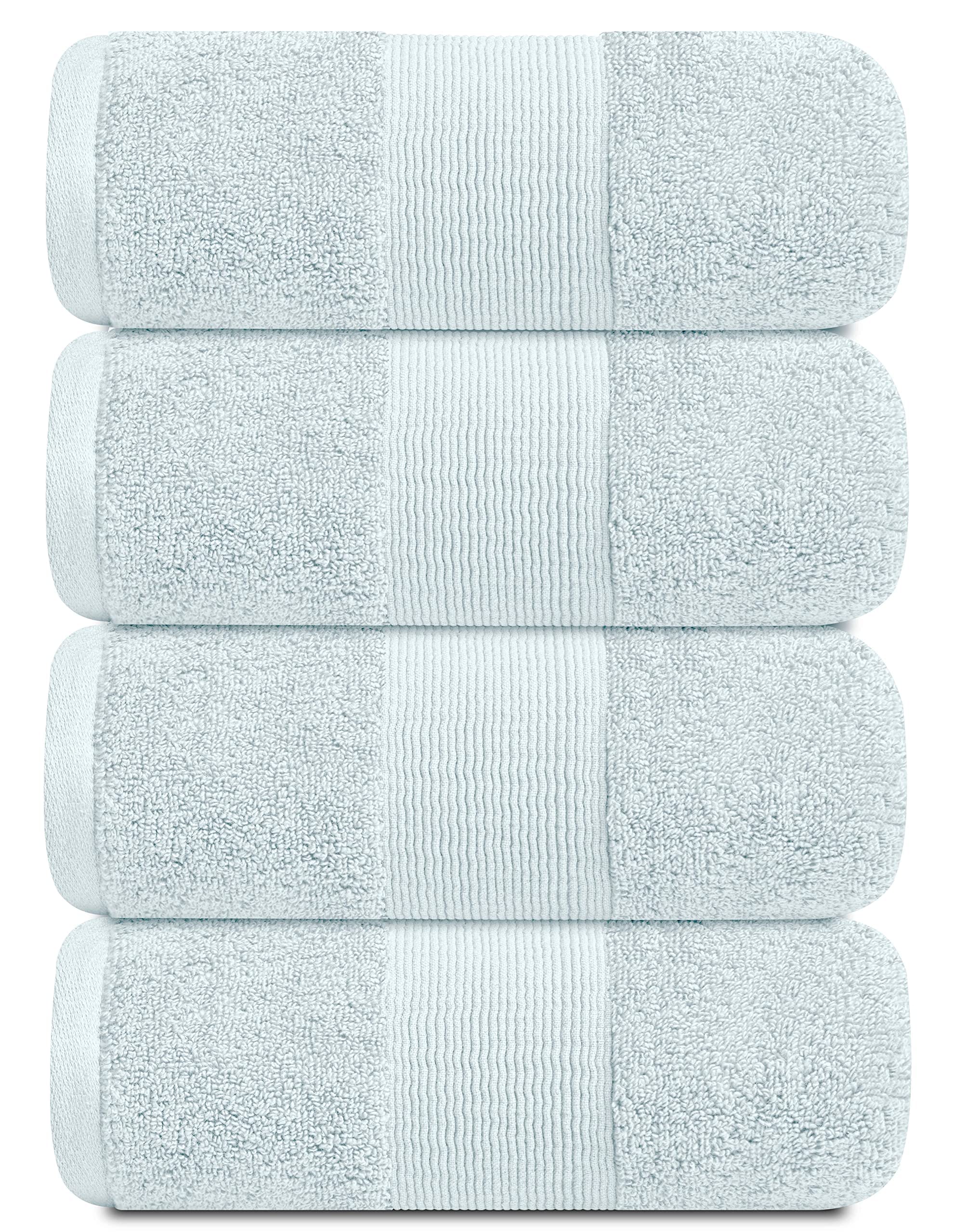 White Classic Resort Collection Soft Bath Towels | 28x55 Luxury Hotel Plush & Absorbent Cotton Bath Towel Large [4 Pack, Light Blue]  - Acceptable