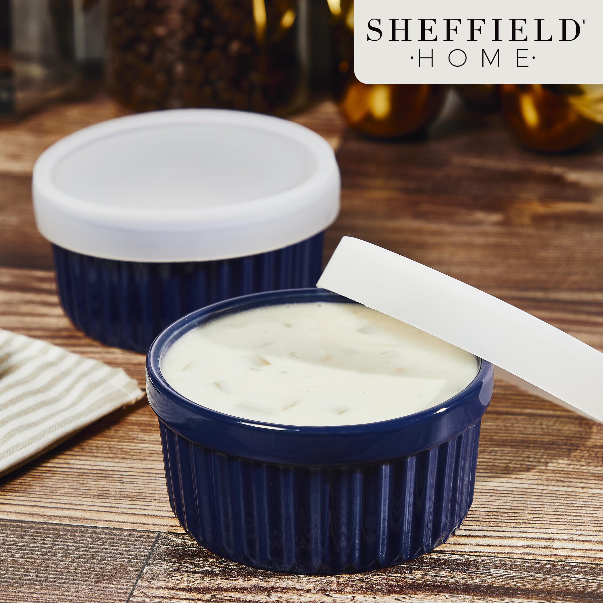 Sheffield Home Ramekins - Set of 6, 8oz Capacity, Round | Dishwasher Safe & Microwave Safe  - Like New