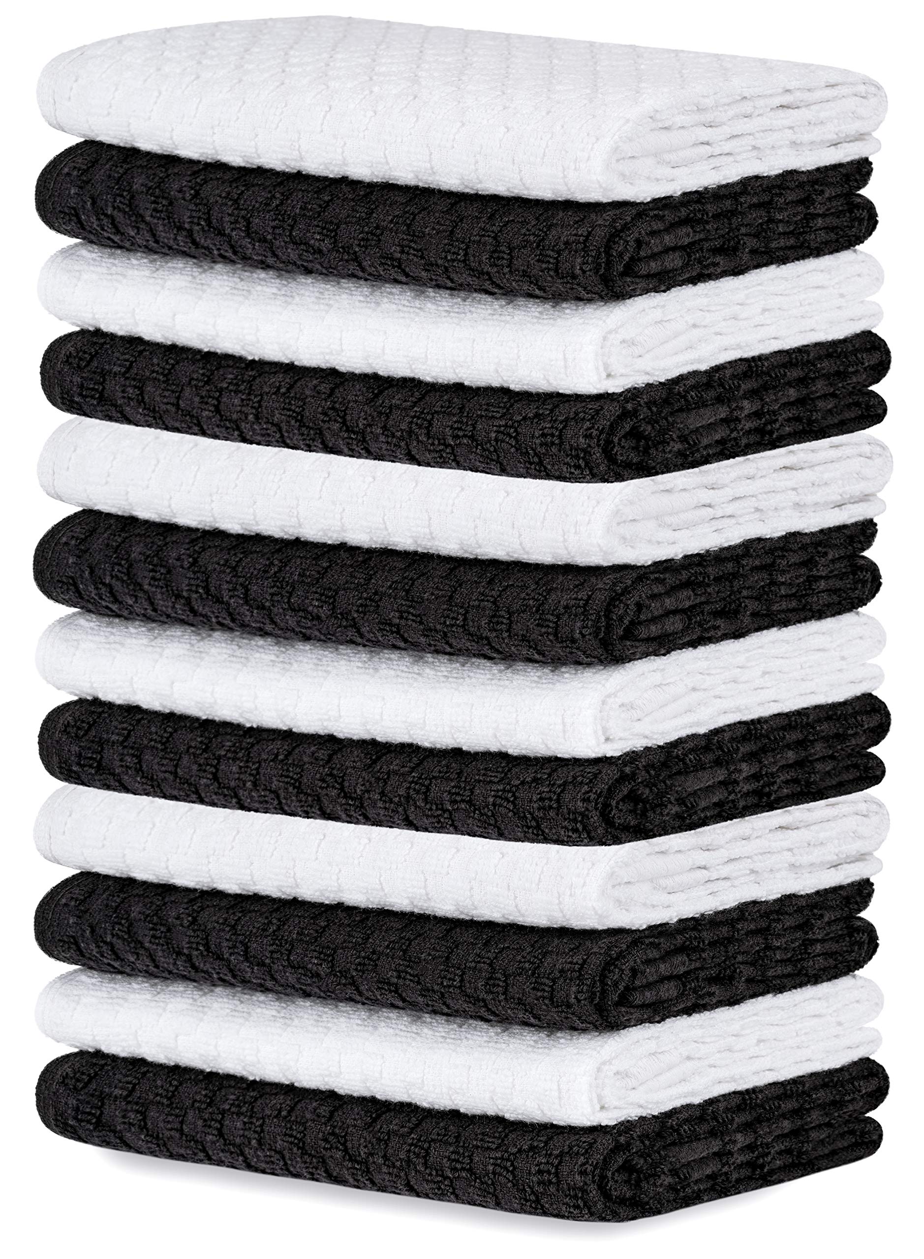 Kitchen Towels (12 Pack, 15 x 26 Inch) Cotton - Machine Washable - Extra Soft Set of 12 Dobby Weave Dish Towels, Tea Towels, Bar Towels  - Very Good