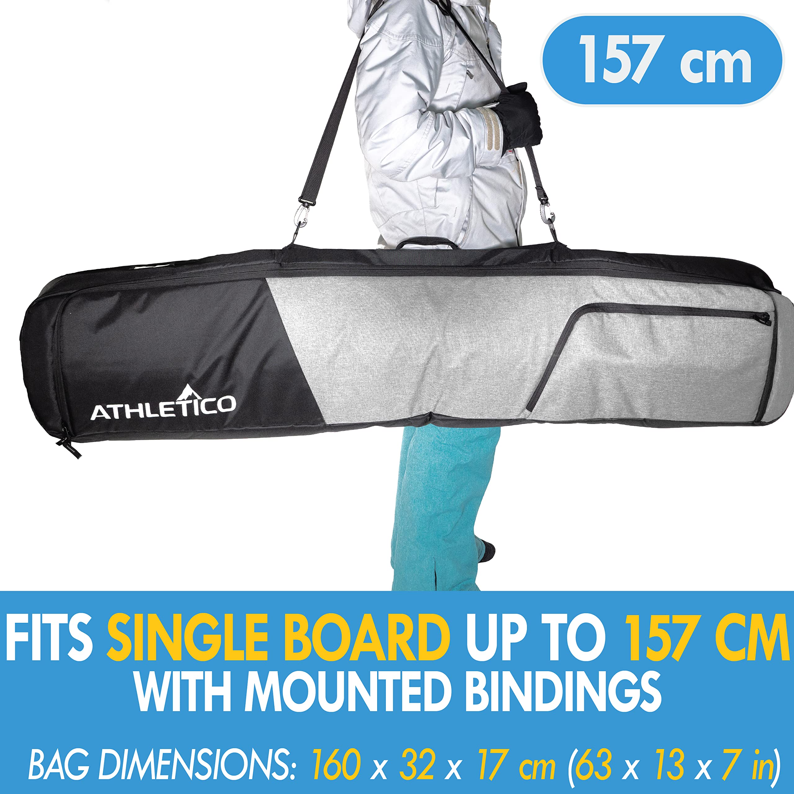 Athletico Peak Padded Snowboard Bag - Travel Bag for Single Snowboard and Snowboard Boots  - Good