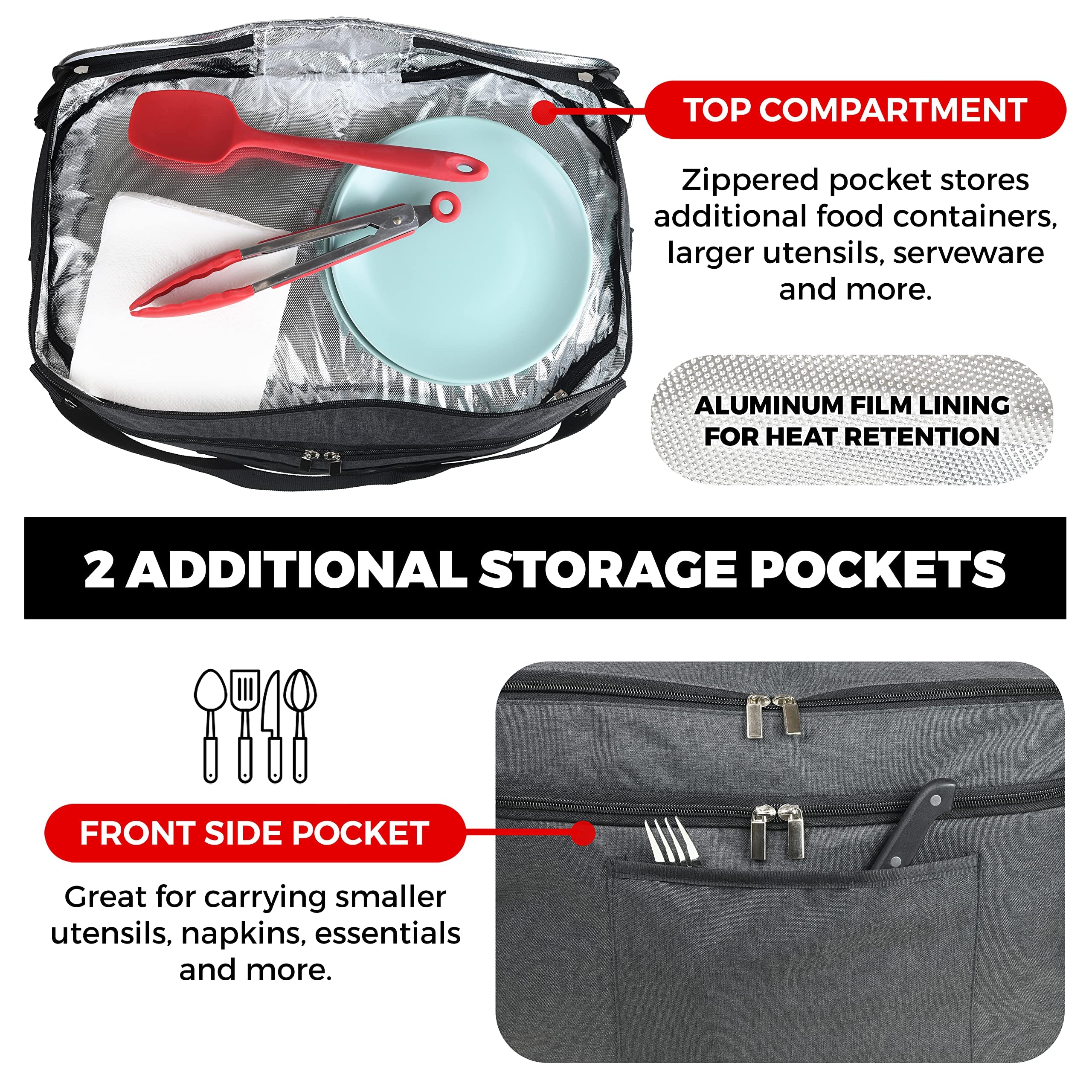 Slow Cooker Bag Slow Cooker Carrier Travel Bag for 6-8 Quart Pots Locking Travel Bag with Secure Zip & Accessory Pocket Insulated Carrier, Pot Holder Carrying Bags with Easy to Clean Inner Lining  - Like New