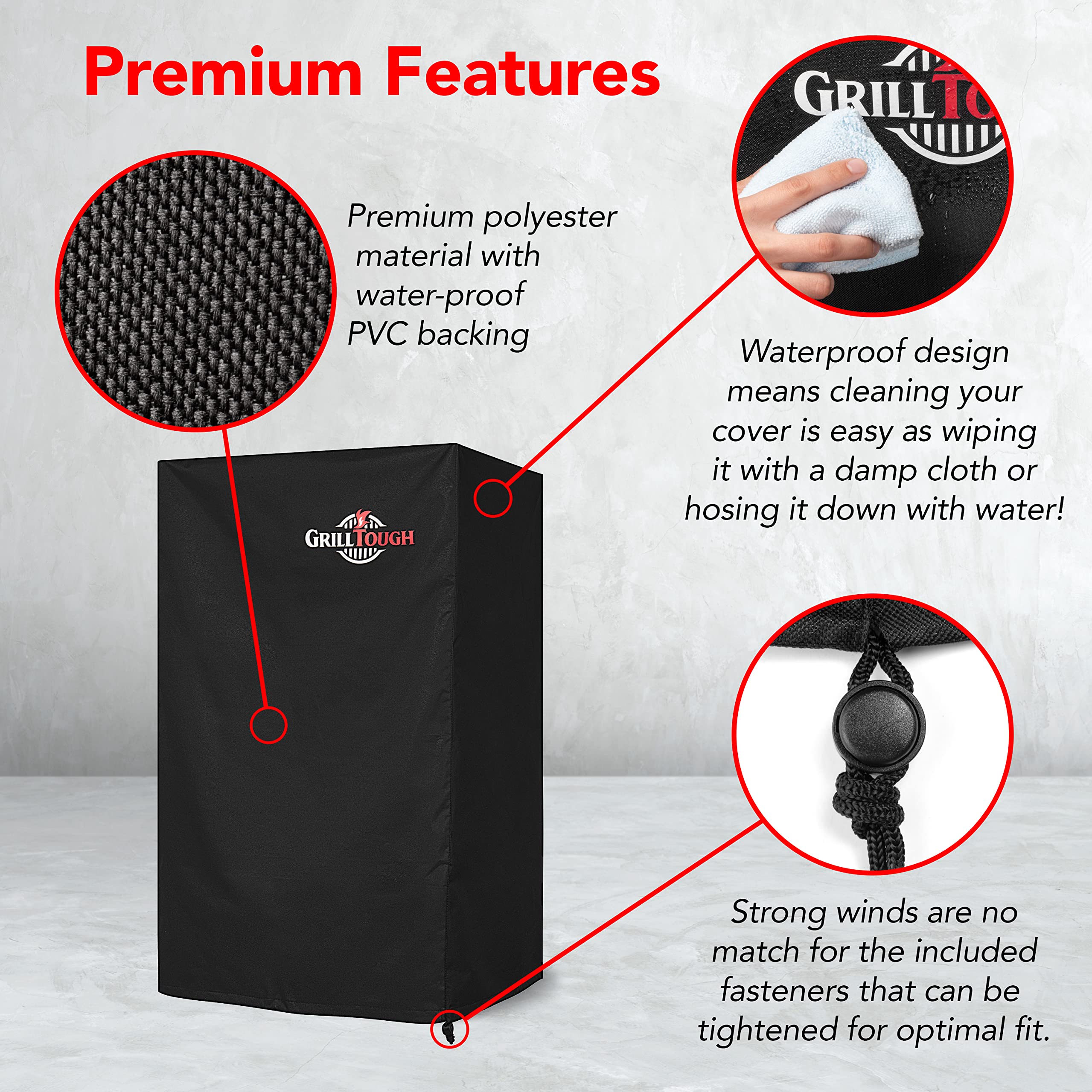 GrillTough Heavy Duty BBQ Grill Cover for Outdoor Grill – Waterproof, Weather Resistant, UV & Fade Resistant with Adjustable Straps – Gas Grill Cover for Weber, Genesis, Charbroil, etc.  - Like New