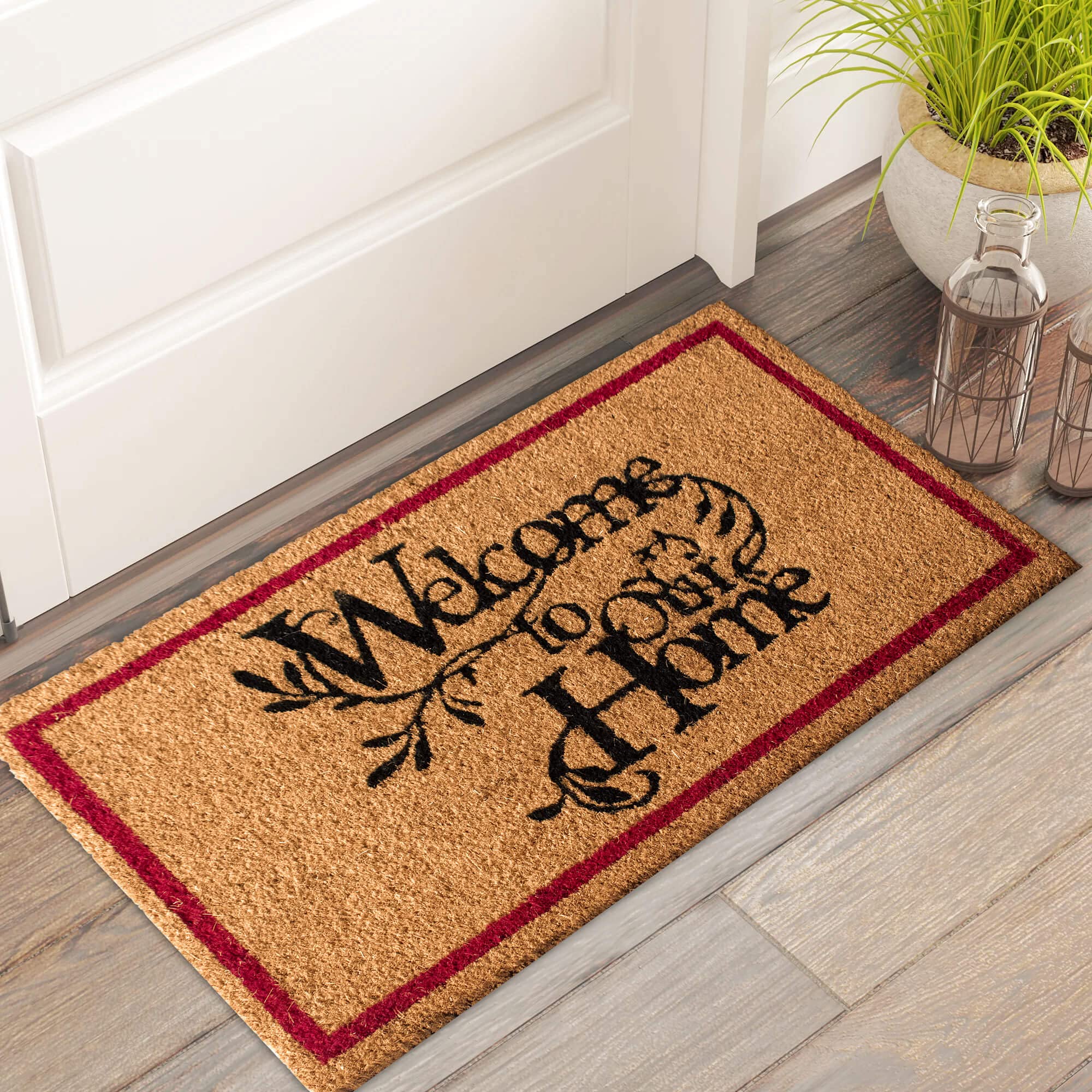 LuxUrux Welcome Mats Outdoor Coco Coir Doormat, with Heavy-Duty PVC Backing - Natural - Perfect Color/Sizing for Outdoor uses.  - Acceptable
