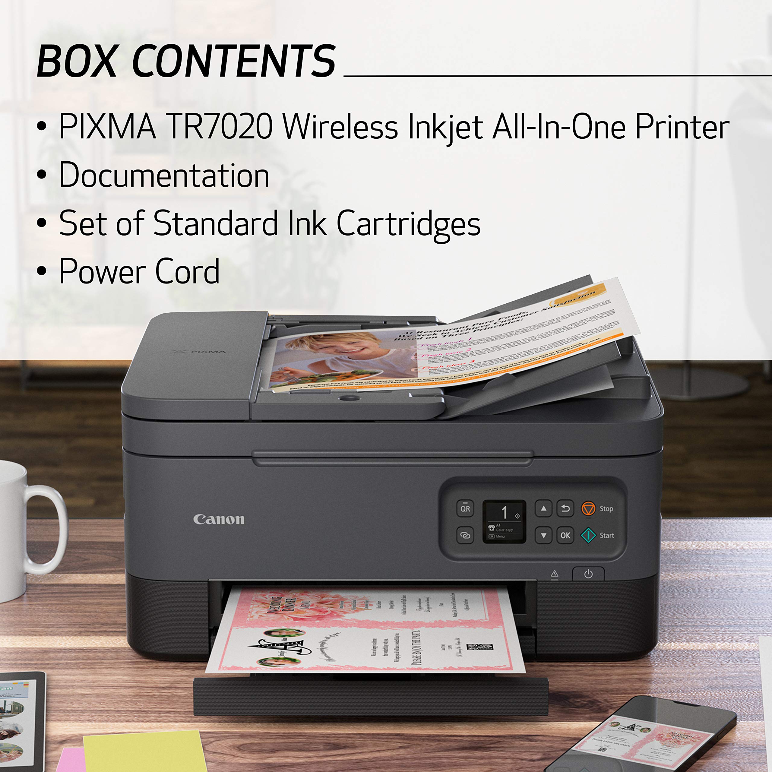 Canon TR7020 All-in-One Wireless Printer for Home Use,Black, Compact (4460C002)  - Very Good