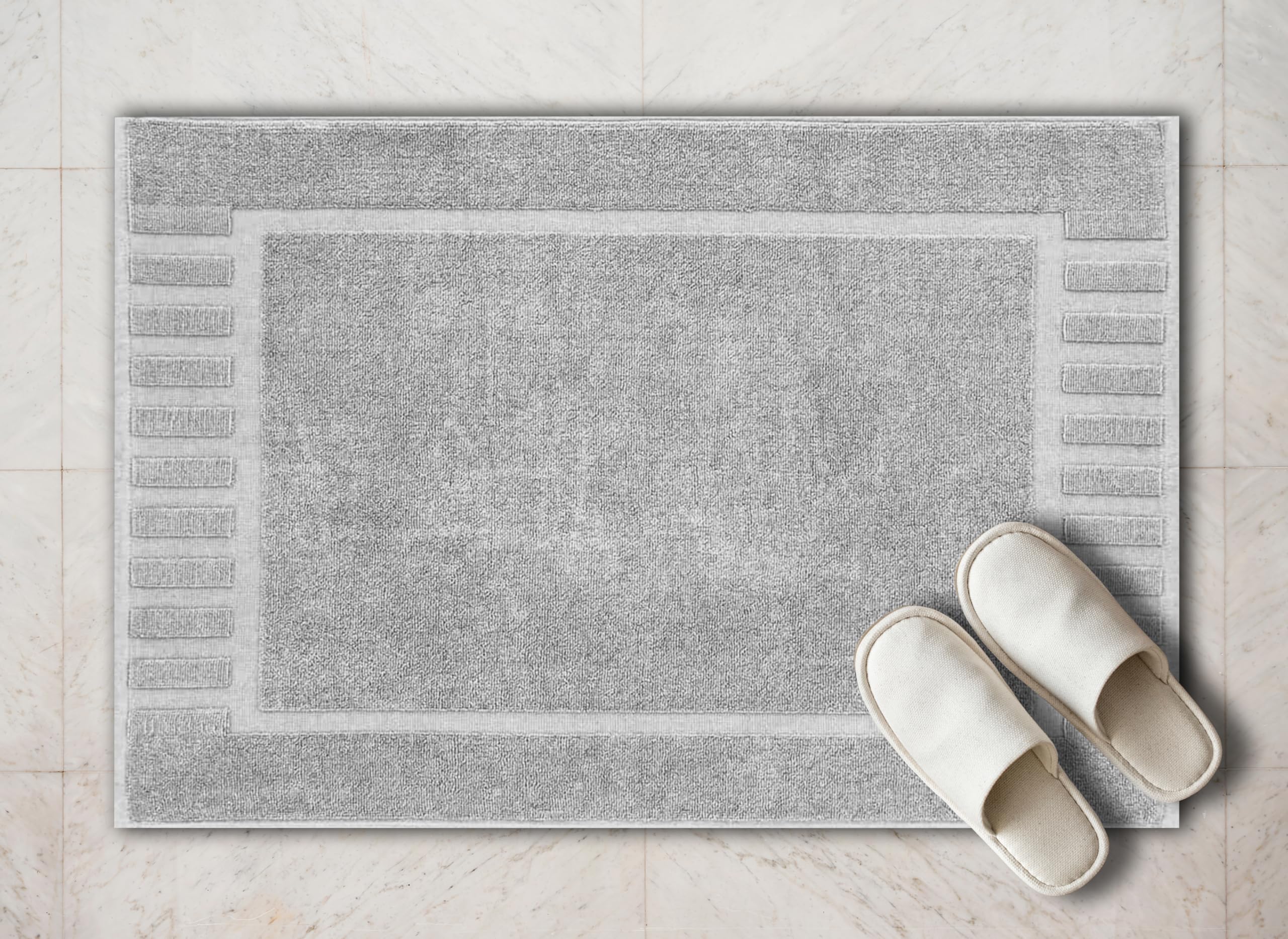 White Classic Luxury Bath Mat Floor Towel Set - Absorbent Cotton Hotel Spa Shower/Bathtub Mats [Not a Bathroom Rug] 22"x34" | 2 Pack | Dolphin Grey  - Like New