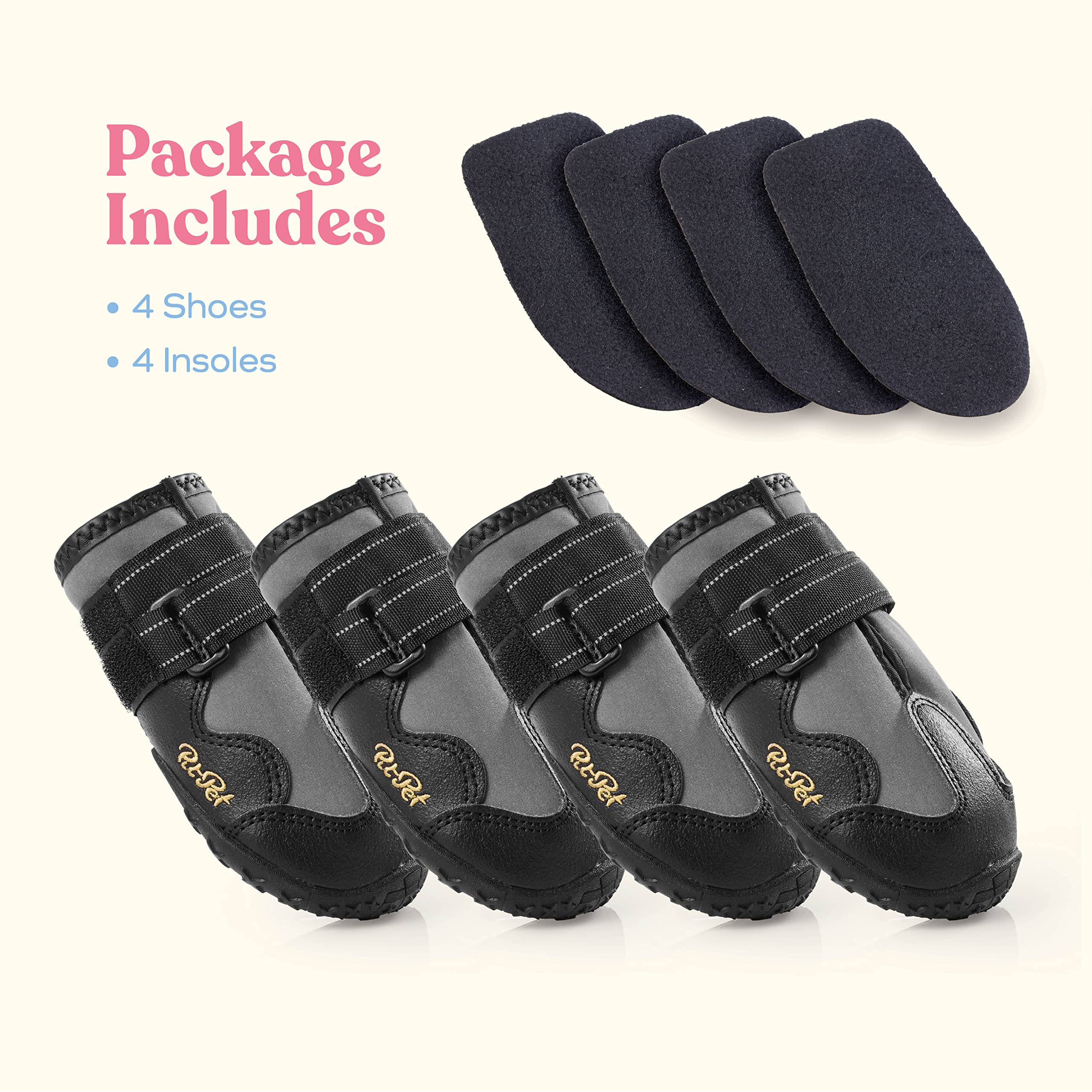 Waterproof Dog Shoes - Stylish Designed Shoes for Dogs - Dog Boots with Non-Slip Rubber Bottom Protects Paw from Hot or Cold Pavement, Dog Booties with Reflective Straps for Dogs Safety, Puppy Shoes.