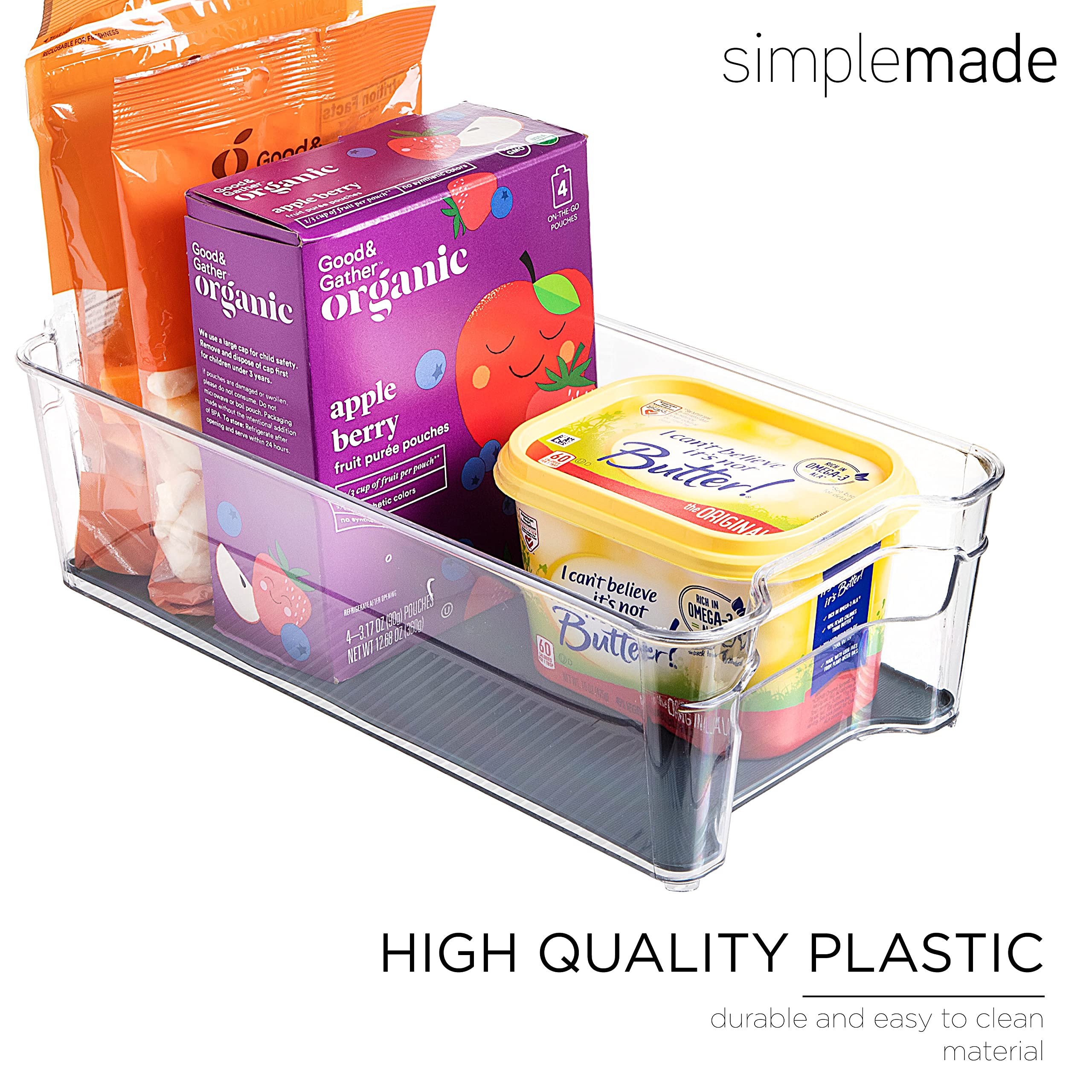 SIMPLEMADE Clear Refrigerator Organizer Bins - Clear Bins for Fridge, Containers for Fridge and Freezer, Multipurpose Storage for Kitchen, Office, Bathroom  - Like New
