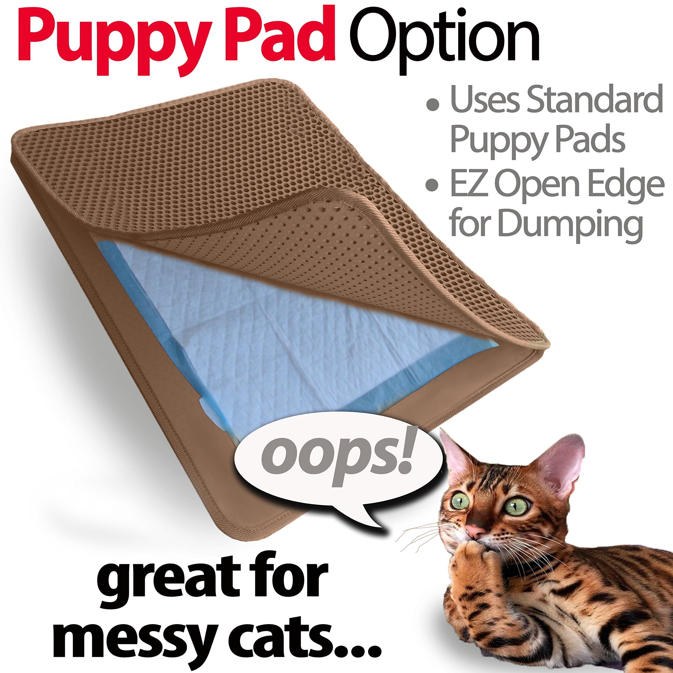 iPrimio Jumbo Size Cat Litter Trapper Litter Mat, EZ Clean Cat Mat, Litter Box Mat Water Proof Layer and Puppy Pad Option  - Like New