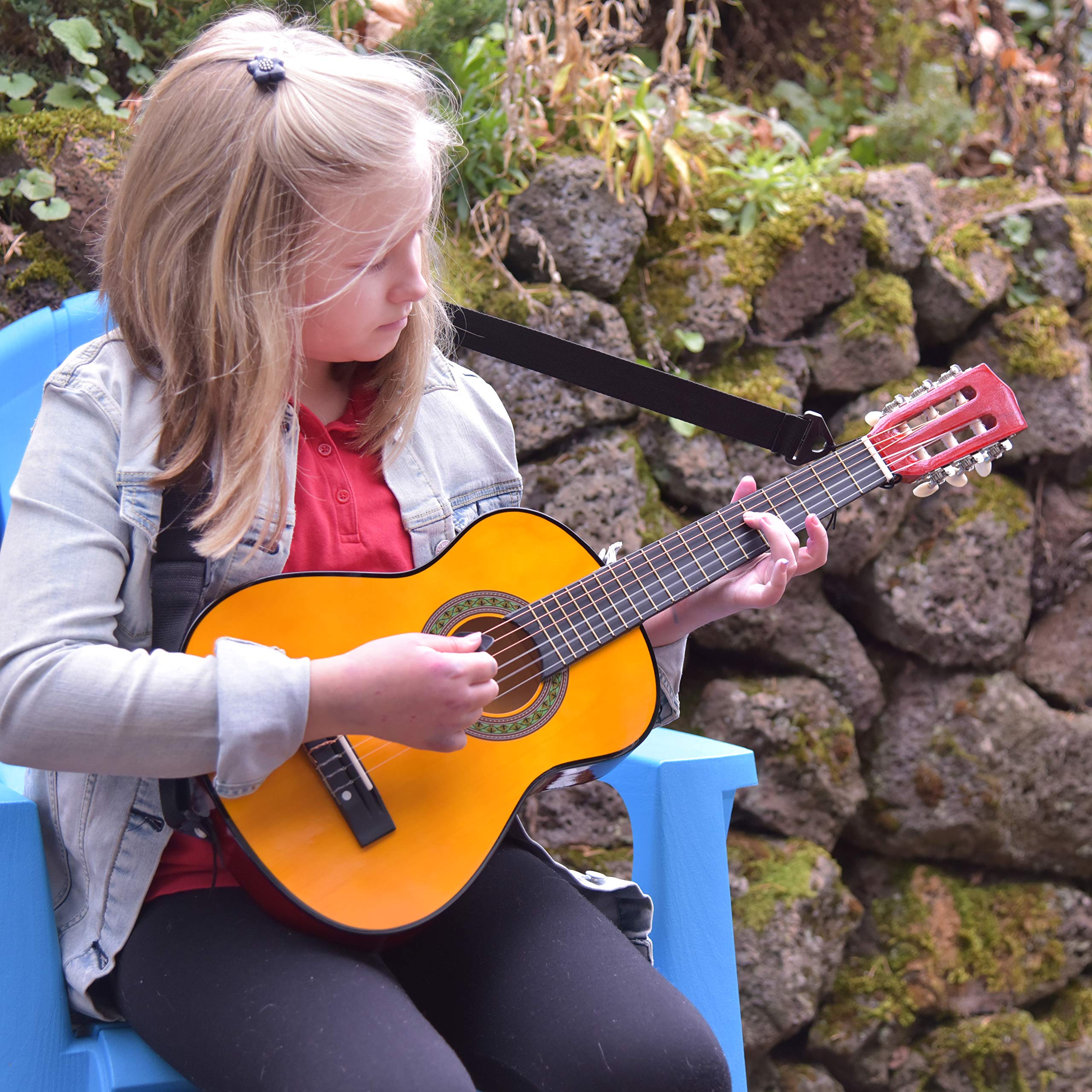 30" Wood Guitar with Case and Accessories for Kids/Girls/Boys/Beginners (Wood)  - Very Good