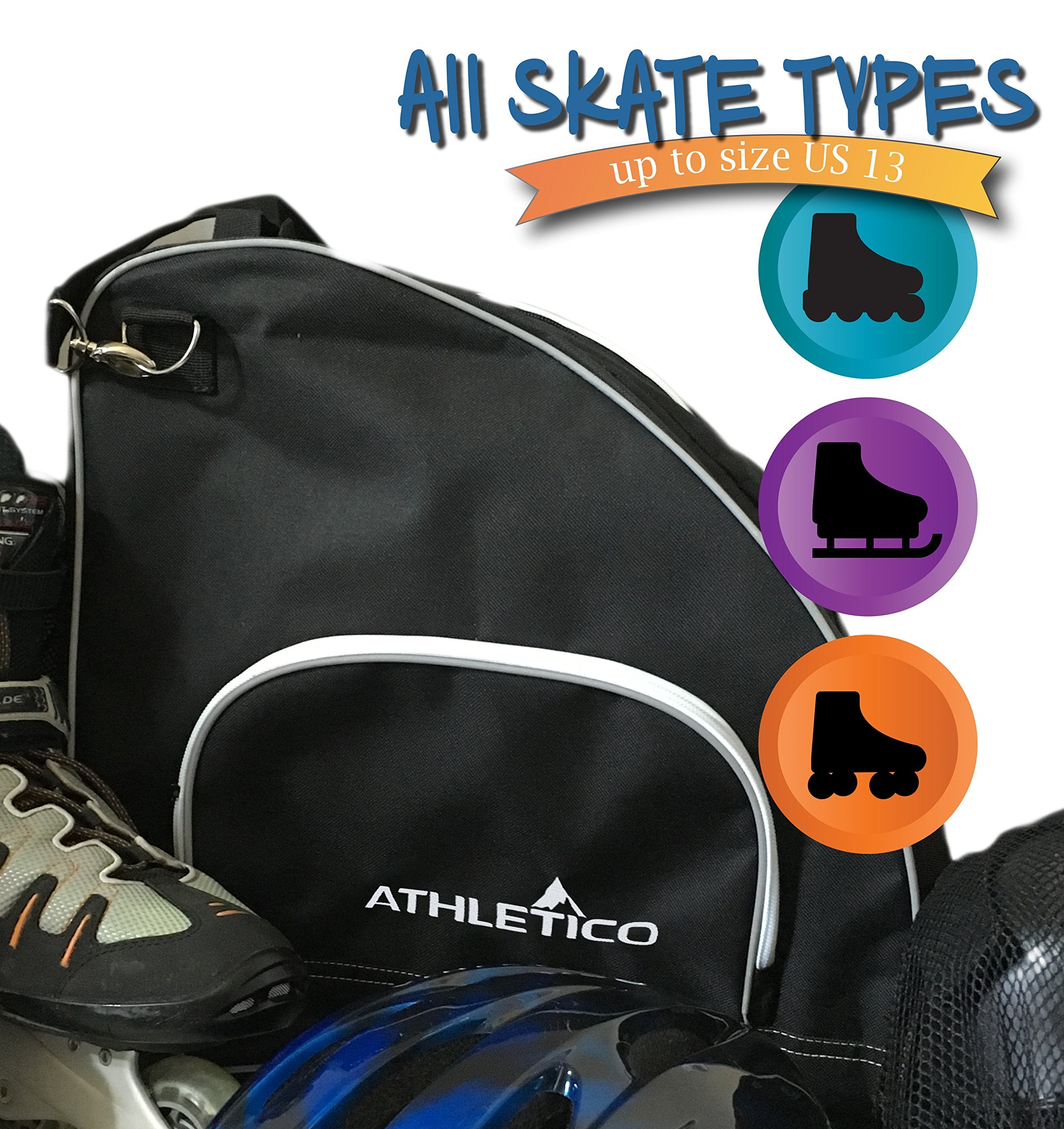 Athletico Ice & Inline Skate Bag - Premium Bag to Carry Ice Skates, Roller Skates, Inline Skates for Both Kids and Adults  - Acceptable