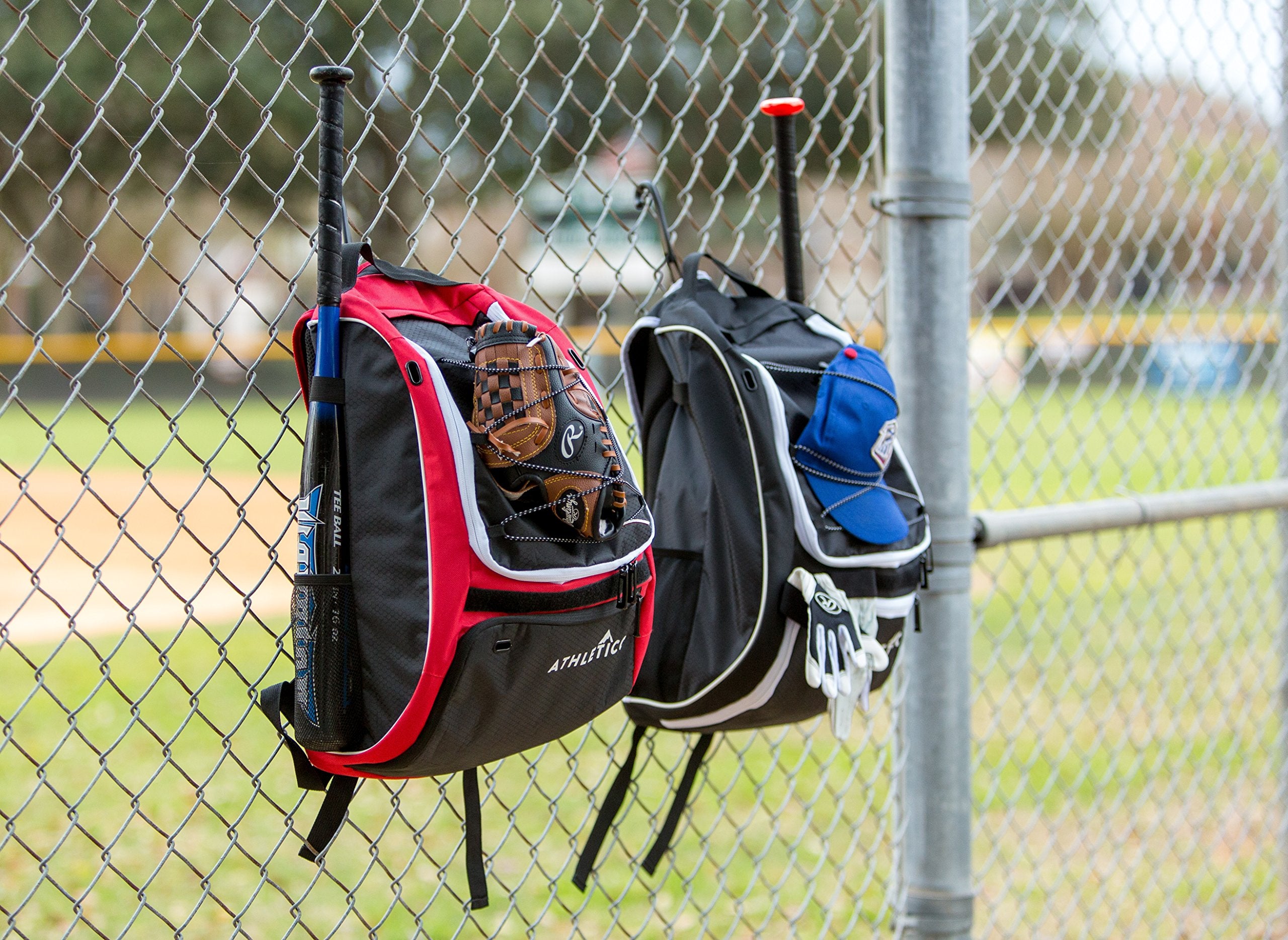 Athletico Baseball Bat Bag - Backpack for Baseball, T-Ball & Softball Equipment & Gear for Youth and Adults | Holds Bat, Helmet, Glove, & Shoes |Shoe Compartment & Fence Hook  - Very Good