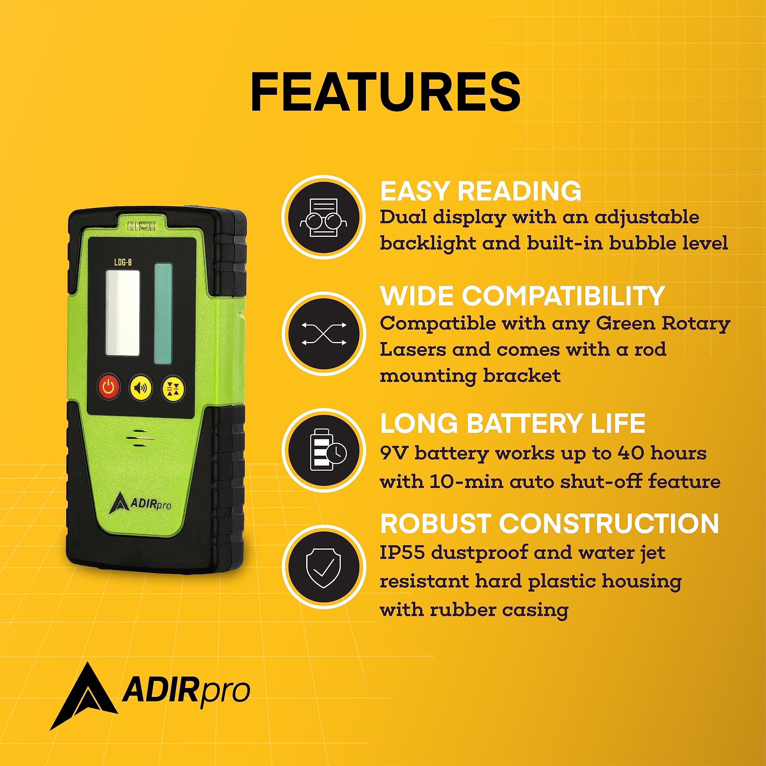 AdirPro Universal Rotary Laser Detector  - Very Good