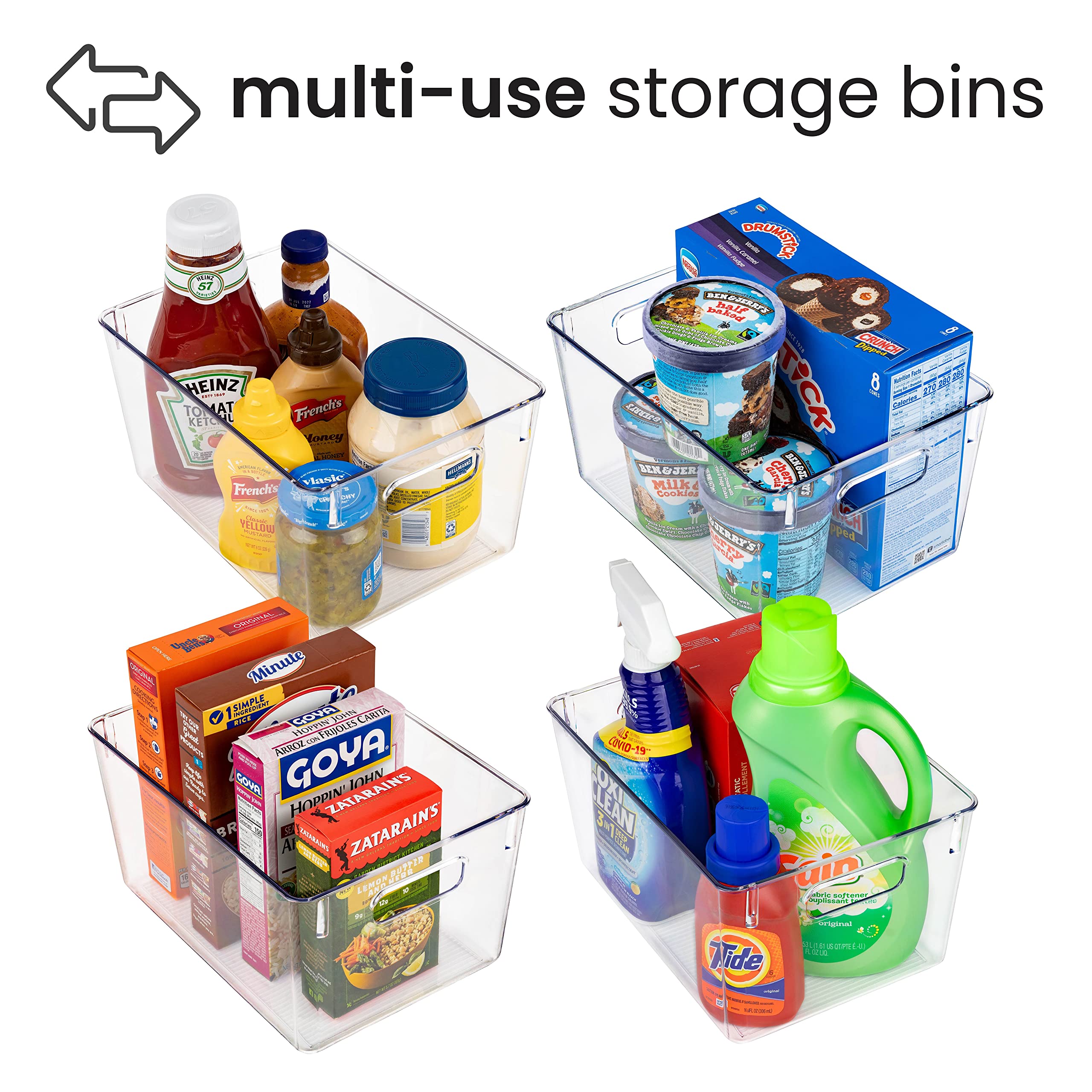 Homeries Pantry Organizer And Storage bins, Clear Cabinet Organizers And Storage for Kitchen, Pantry, Cabinets, Countertops, for Storing Packets, Spices, Sauce, Snacks, Cans,  - Good