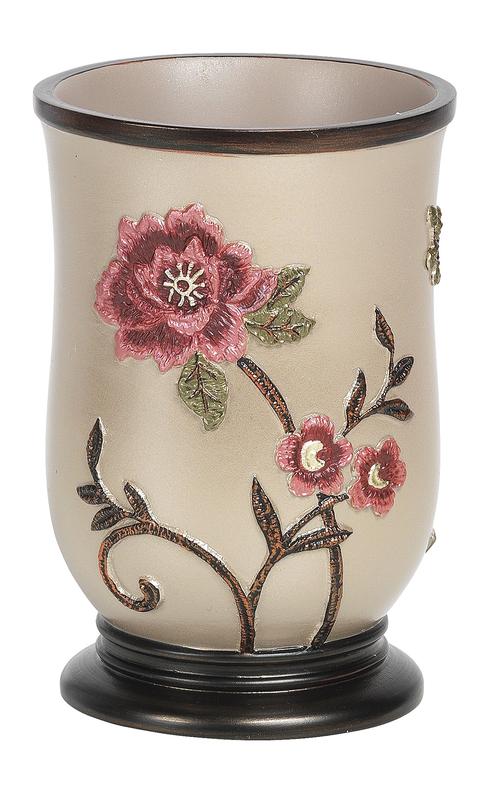 Popular Bath Tumbler, Larrisa Collection, Rose Design , Brown  - Like New