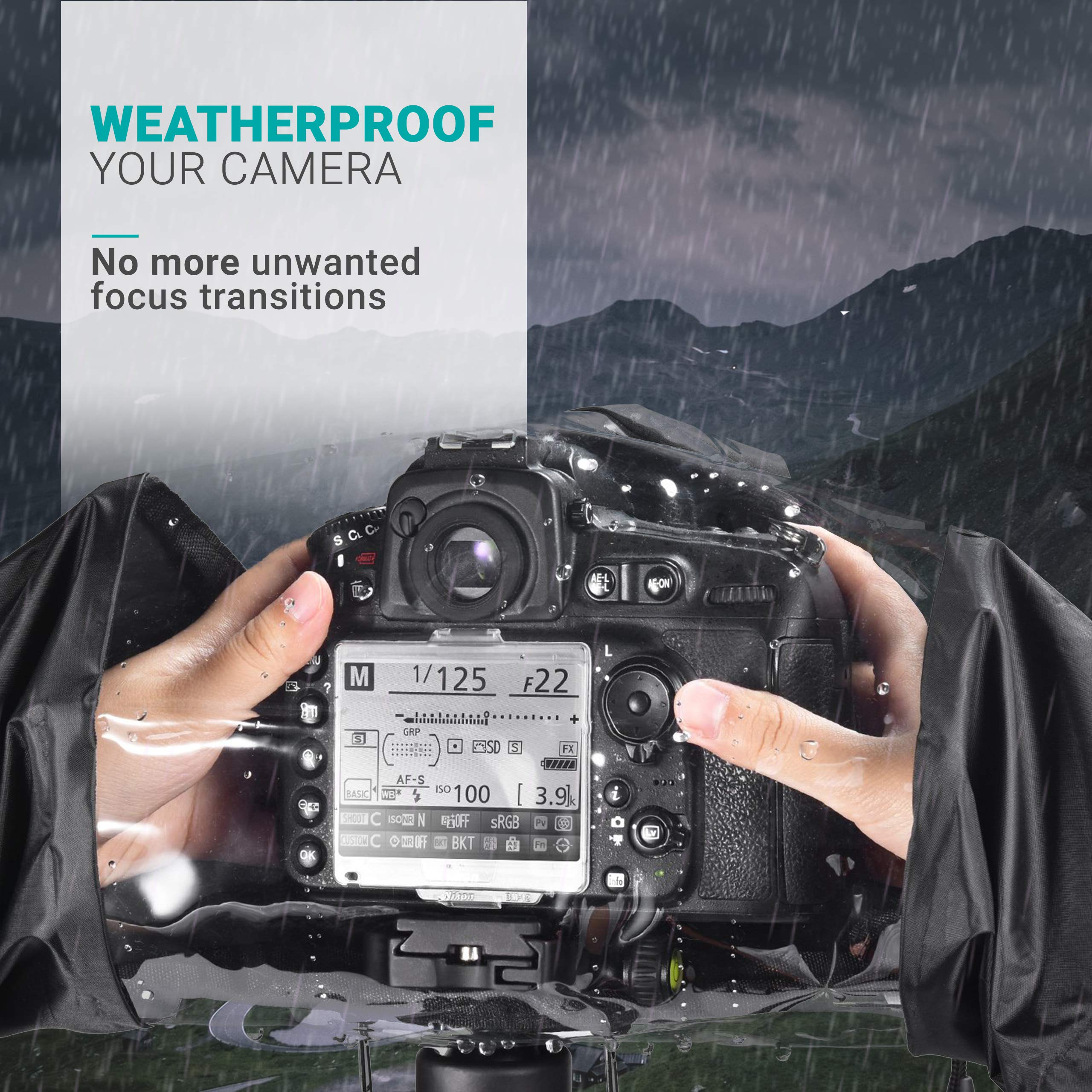 Movo CRC01 Waterproof Nylon Camera Rain Cover with Enclosed Hand Sleeves Compatible with Canon EOS, Nikon, Sony, Olympus, Pentax and Panasonic DSLR Cameras  - Like New
