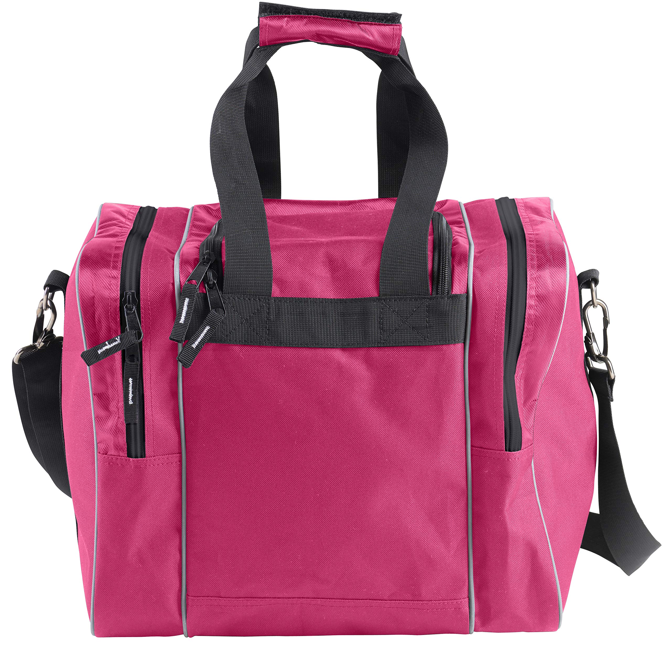 Athletico Bowling Bag for Single Ball - Single Ball Tote Bag With Padded Ball Holder - Fits a Single Pair of Bowling Shoes Up to Mens Size 14 (Pink)  - Very Good