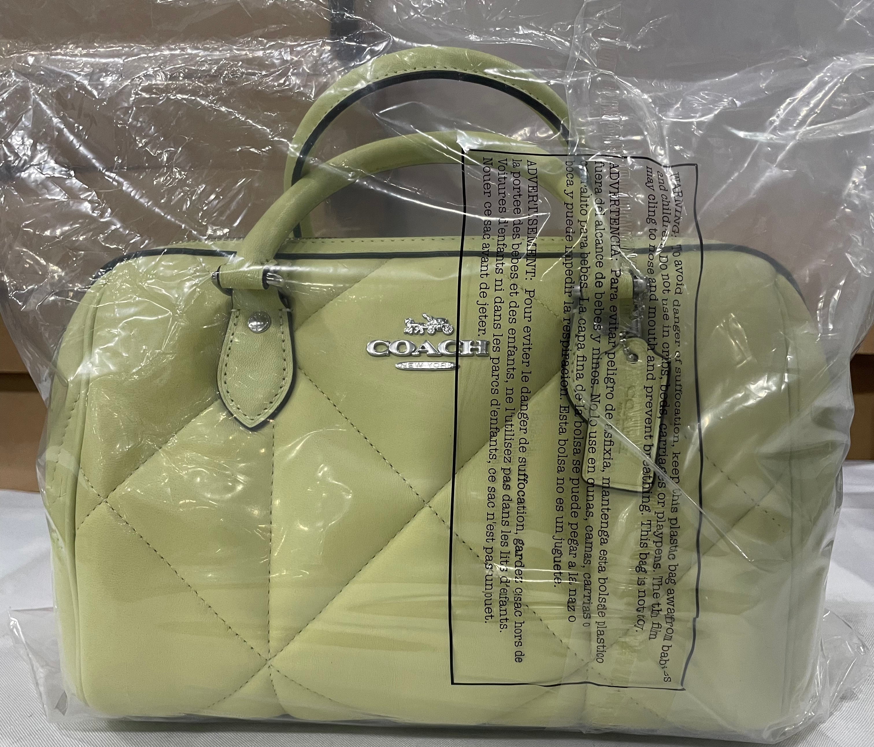 Coach Rowan Satchel With Puffy Diamond Quilted Pale Lime