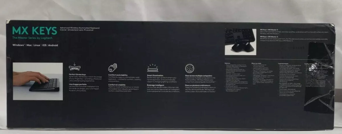 Logitech MX Keys Illuminated Wireless Keyboard With Bluetooth And USB.