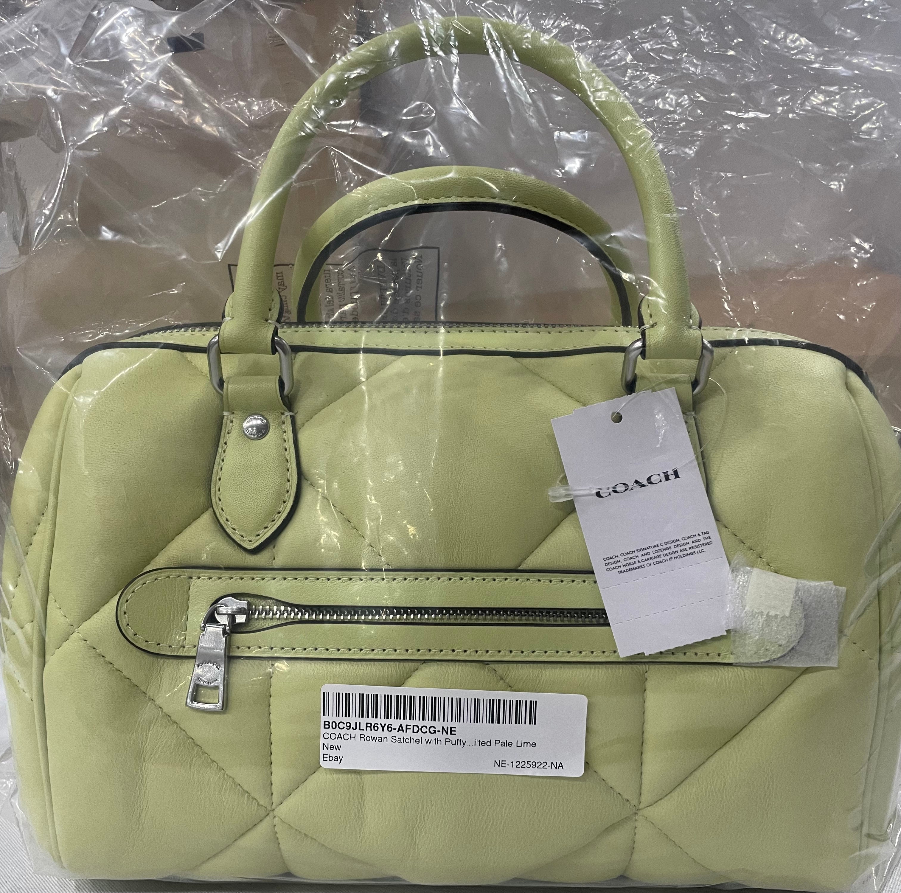 Coach Rowan Satchel With Puffy Diamond Quilted Pale Lime