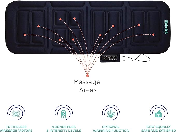 Full Body Vibrating Massage Mat - 10 Motor Vibration Mattress Pad with Full Body Vibrating Massage Mat - 10 Motor Vibration Mattress Pad with