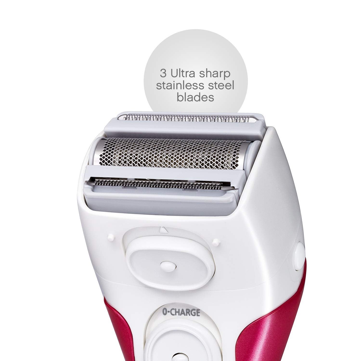Panasonic Electric Shaver for Women, Cordless 3 Blade Razor, Pop-Up Trimmer, Close Curves, Wet Dry Operation, Independent Floating Heads - ES2207P
