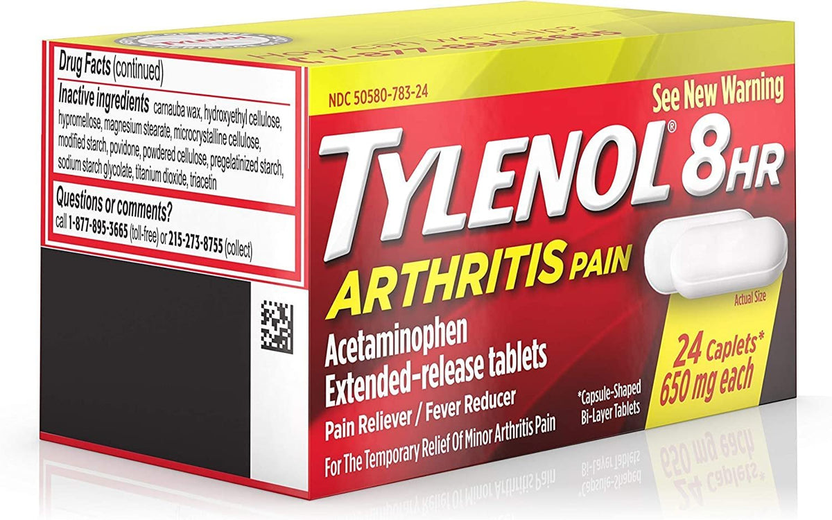 Turnt Cap TYLENOL Arthritis Pain Caplets Push & Turn Cap 24 ea ( Pack of 3)
