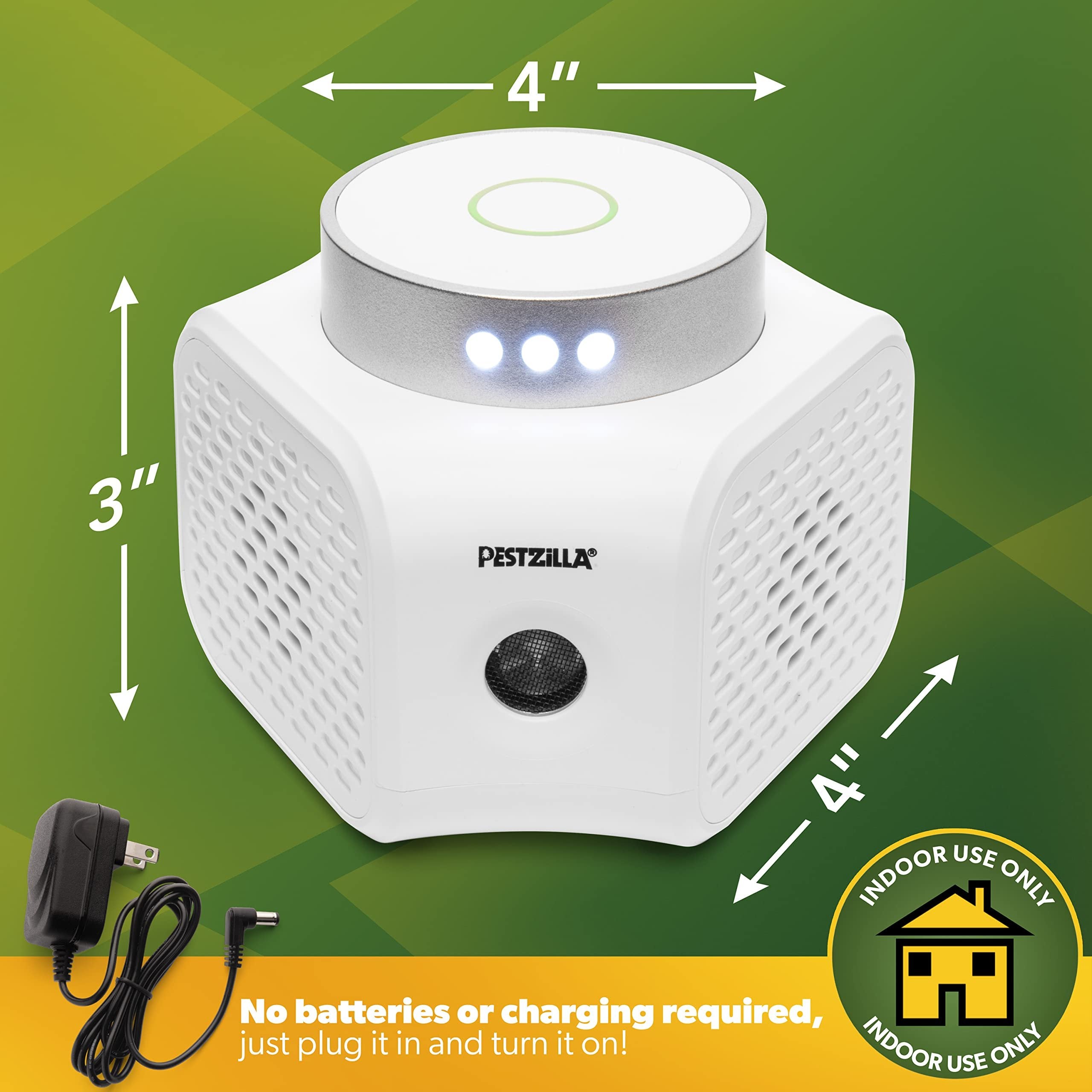 Pestzilla Ultrasonic Pest Repeller - Humane Mouse Repellent & Rat Deterrent - Ultrasound Impluse and LED Strobe Lights - Perfect for Squirrel Repellent Household Pests Repeller & Mice Repellant