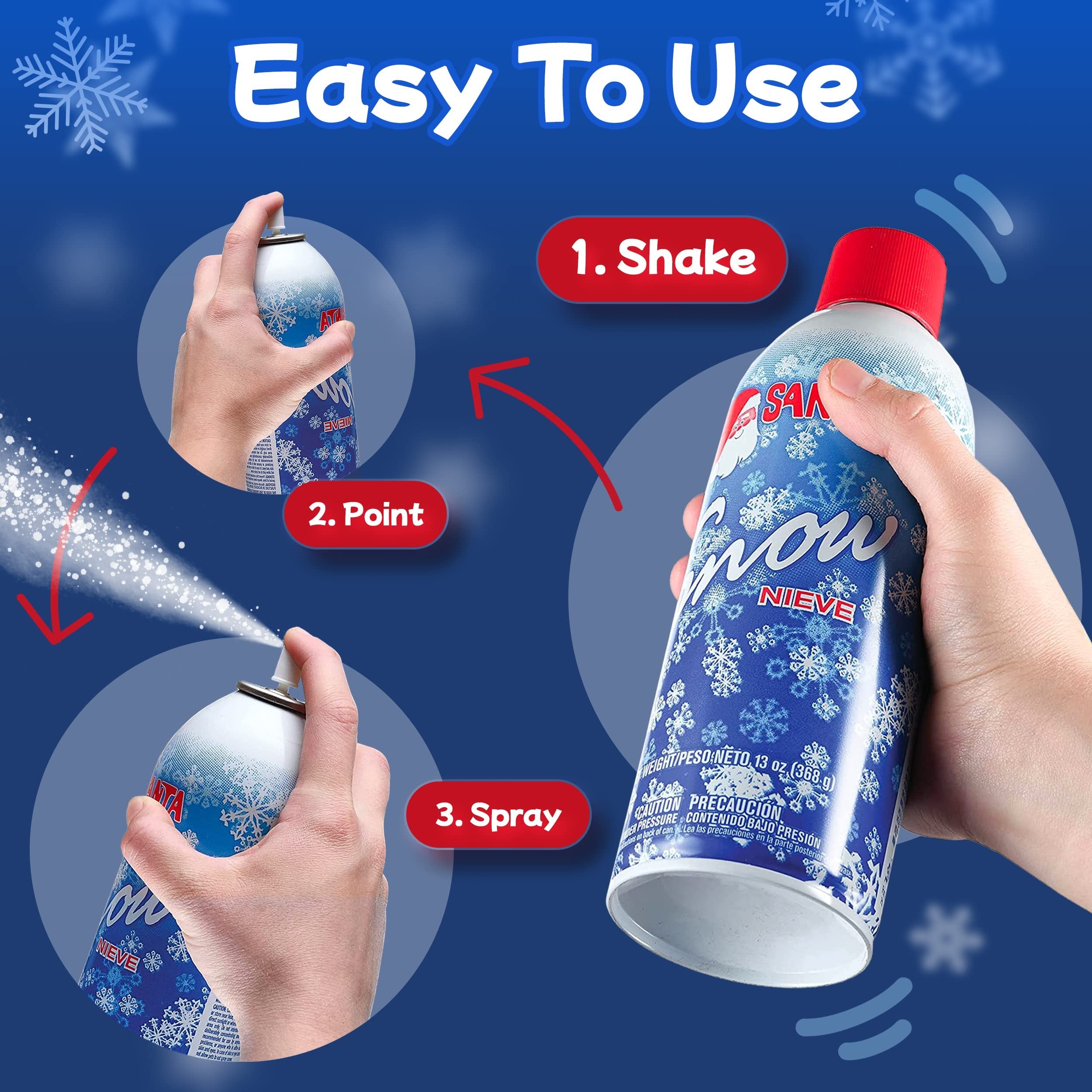 Prextex Winter Textured Snow Spray - 2pk 13oz Aerosol Bottles - Artificial Snow, Christmas Snow Artificial Tree, Fake Snow Frosted Windows, Holiday Winter Crafts, Nieve Christmas Village, Instant Snow