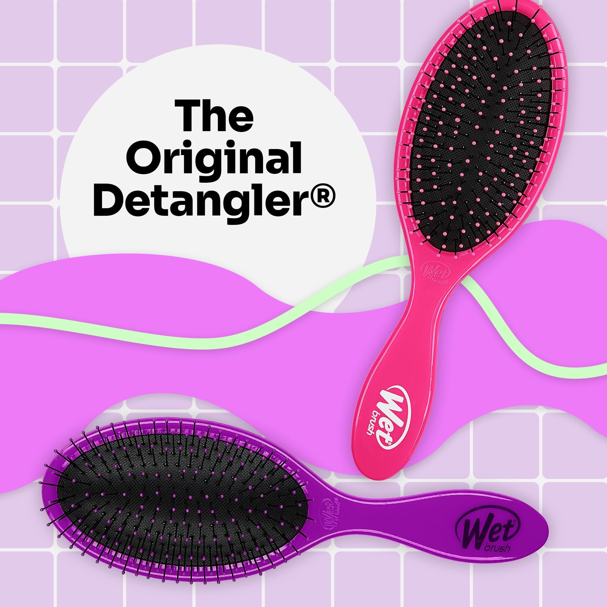 Wet Brush Original Detangler Hair Brush - Pink And Purple - Exclusive Ultra-soft IntelliFlex Bristles - Glide Through Tangles With Ease For All Hair Types - For Women, Men, Wet And Dry Hair 2 Count