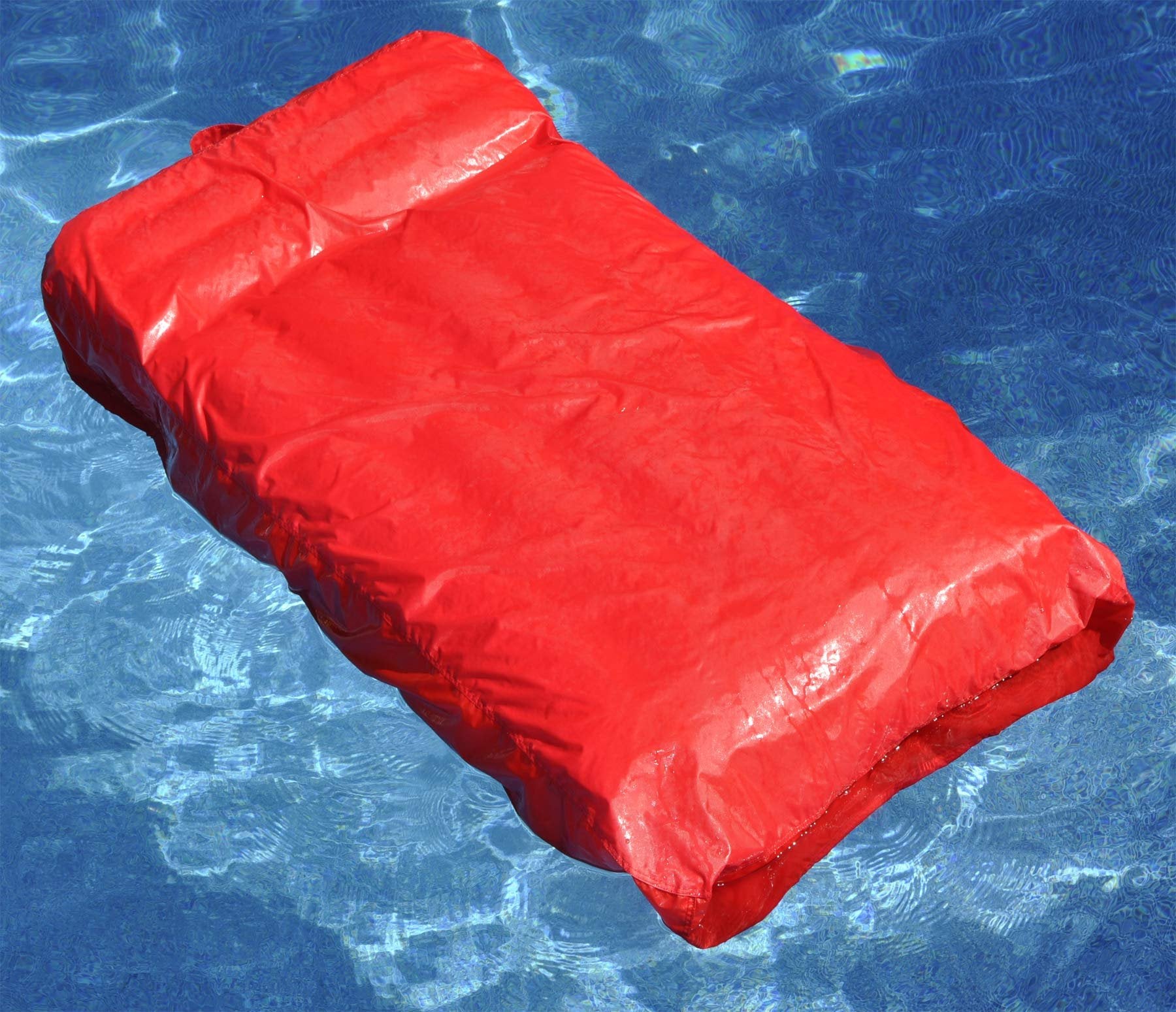 SWIMLINE SOLSTICE Fabric Covered Pool Float Mattress Red Lounger Raft For Adults & Kids I Comfortable Head Back Rest & Quick-Dry Cover For Adult Or Kid Floating & Lounging Dogs 15030R