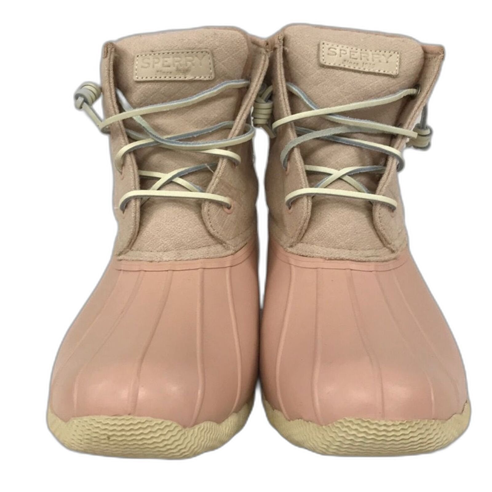 Sperry Womens Saltwater Canvas Rain Boot Rose Oat 10 US