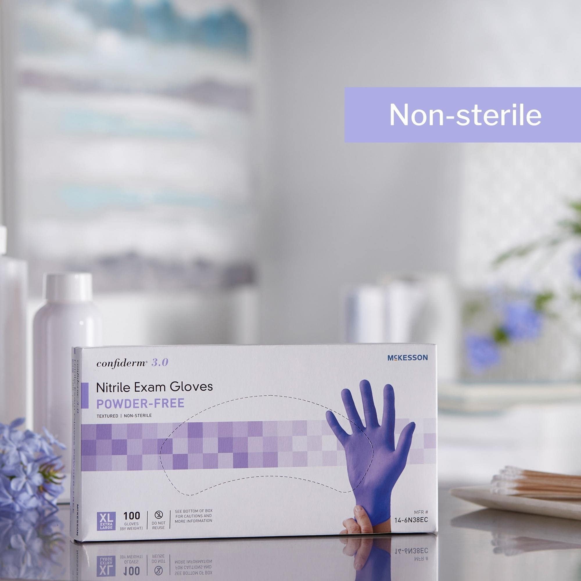 McKesson Confiderm 3.0 Nitrile Exam Gloves - Powder-Free, Latex-Free, Ambidextrous, Textured Fingertips, Non-Sterile - Dark Blue, Size XL, 100 Count, 10 Boxes, 1000 Total