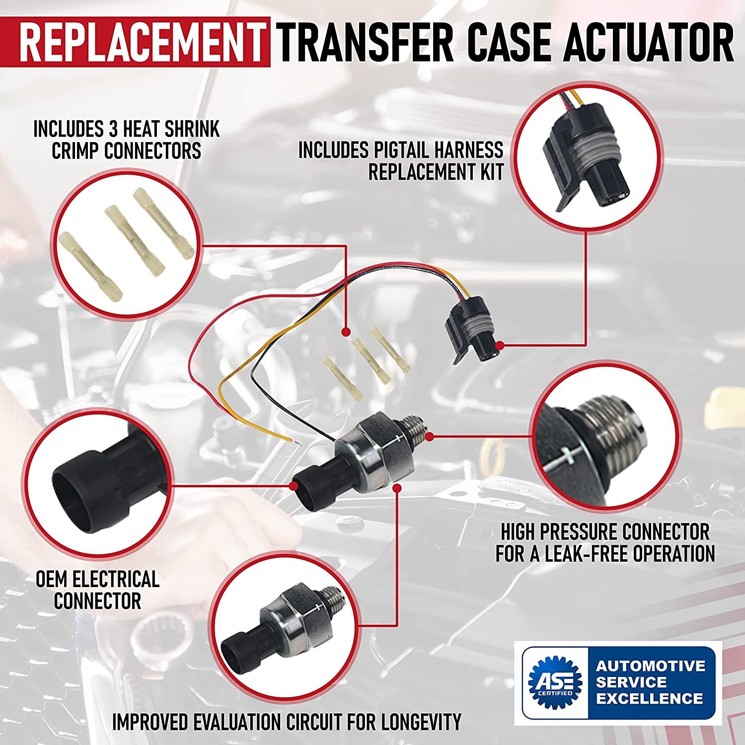 ICP Sensor with Harness Kit, Injection Control Pressure, Compatible with Ford Vehicles - 7.3 Powerstroke E350, F250, F-350 Super Duty - Replaces F6TZ-9F838-A, F4TZ9F838A, 1807329C92, CM5227