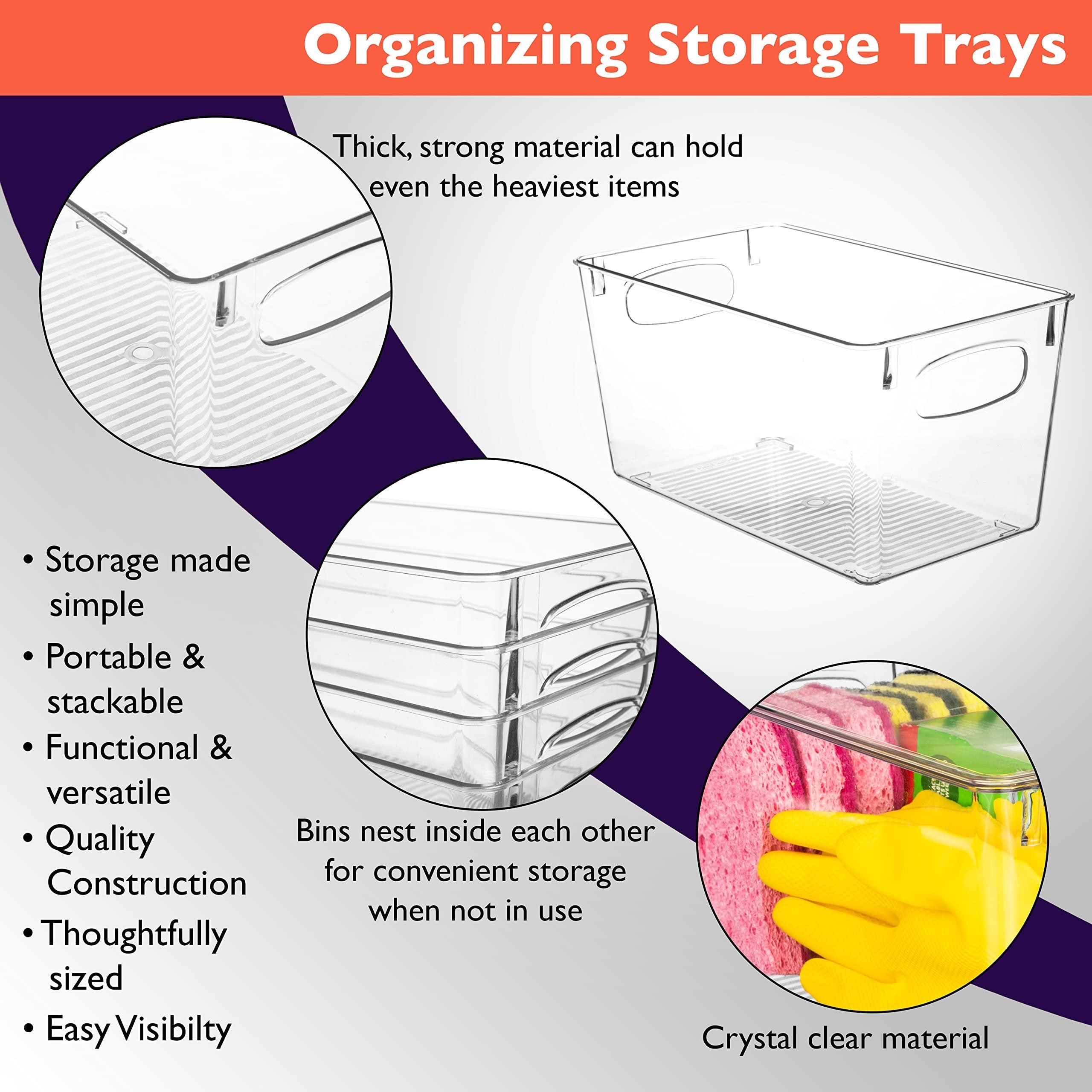 ClearSpace Plastic Bins - Perfect Kitchen Organization or Pantry Storage - Fridge Organizer, Cabinet Organizers