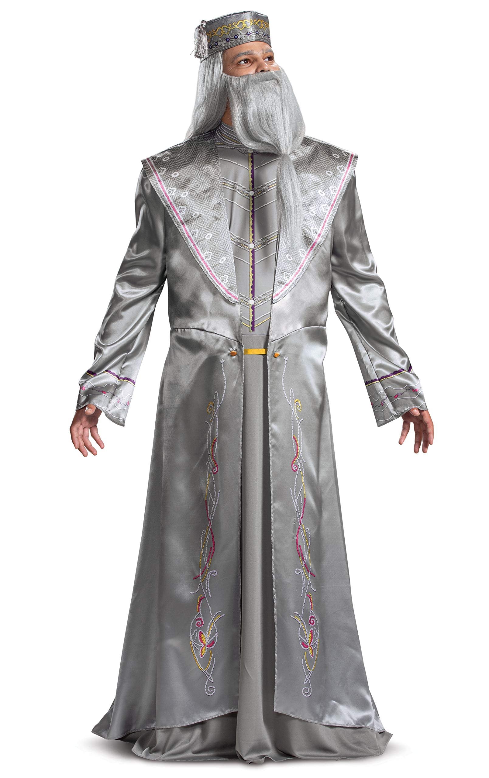 Disguise mens Dumbledore Costume, Official Harry Potter Wizarding World Robe and Hat Outfit Adult Sized Costumes, Silver, XXL 50-52 US