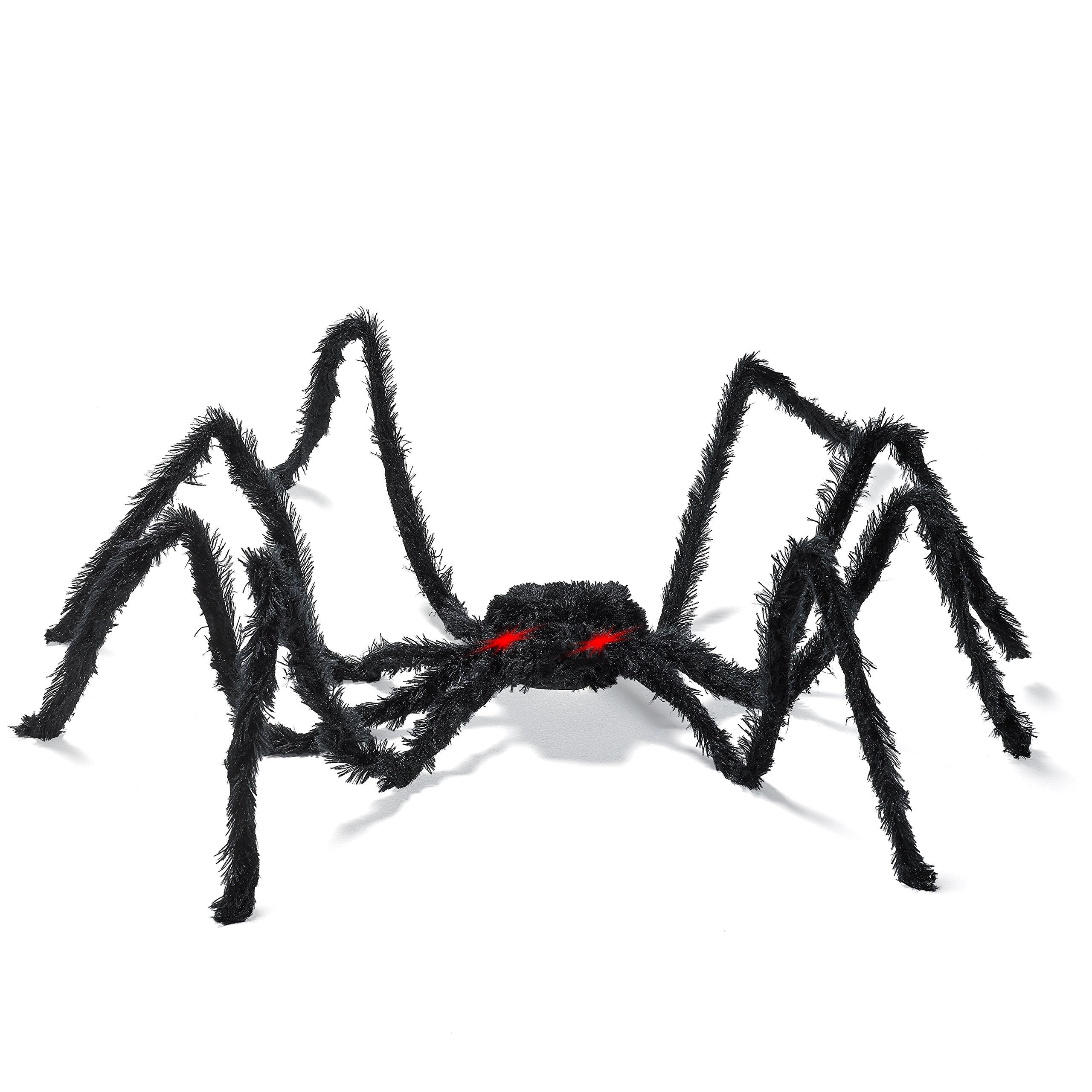 Halloween Spider with Light Up Eyes (LED Lights) - Decorations 4 Ft Hairy Spider Prop with Giant LED Red Eyes - Halloween Decor for Indoor, Outdoor, Golf Cart, Wall - Halloween Door Hanger
