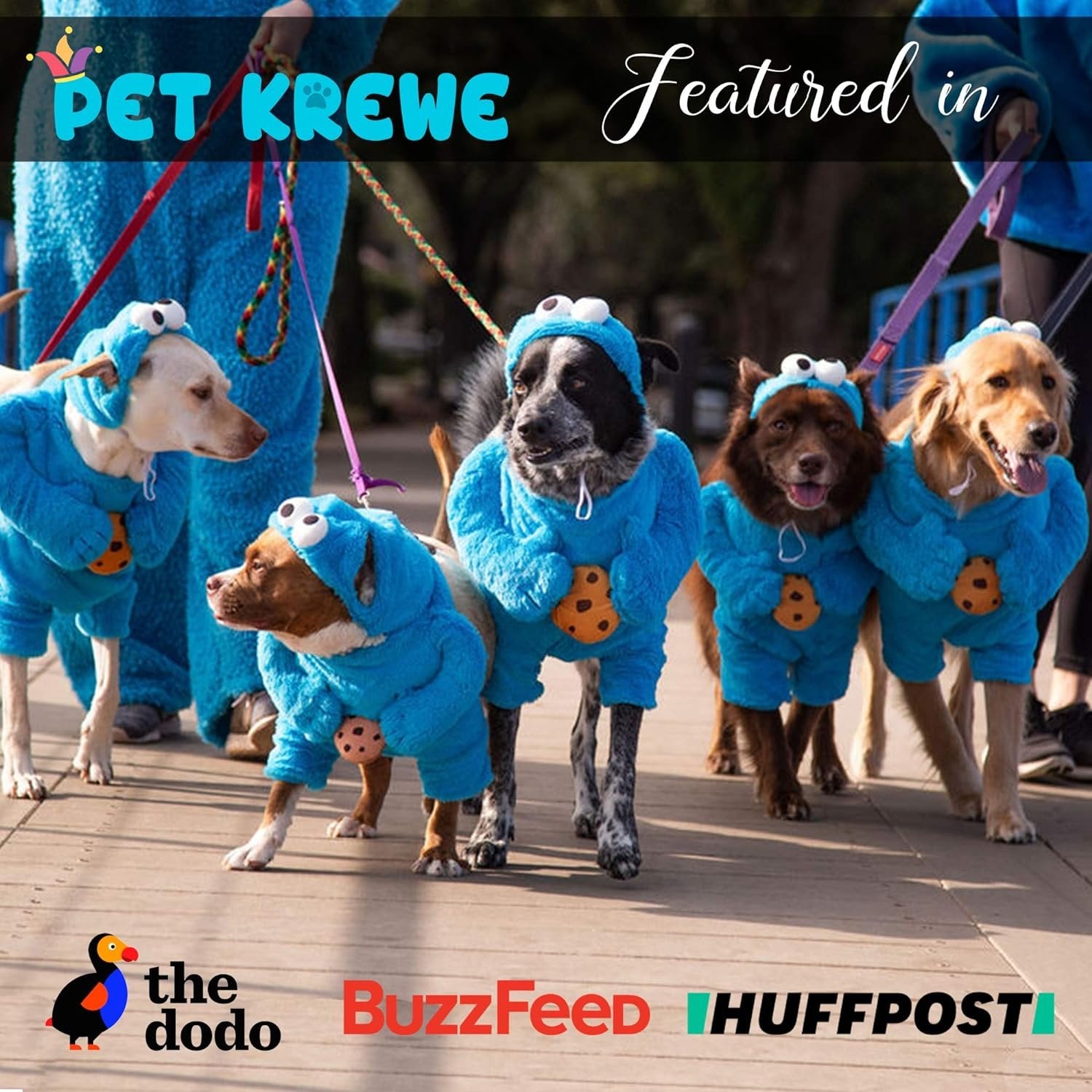 Pet Krewe Unleash The Parade Cookie Monster Dog Costume Sesame Street Pet Costumes for Small Dogs