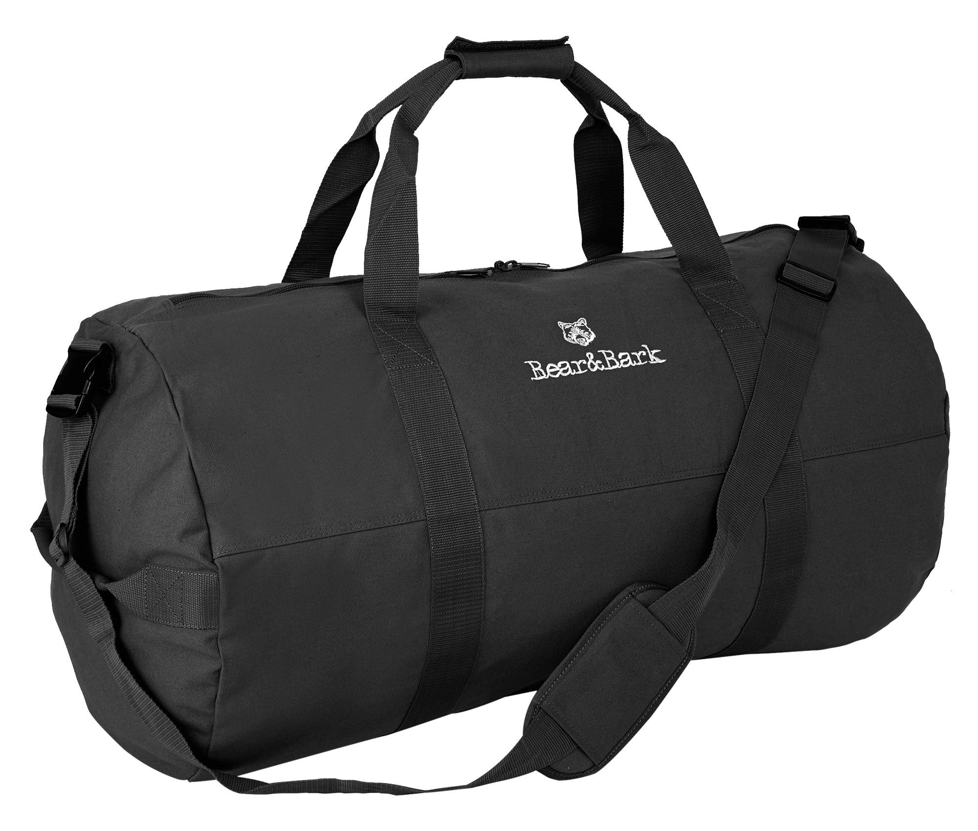Extra Large Duffle Bag - Black 46"x20" - Canvas Military and Army Cargo Style Duffel Tote for Men and Women- College Student, Backpacking, X-Large Travel and Storage Shoulder Bag