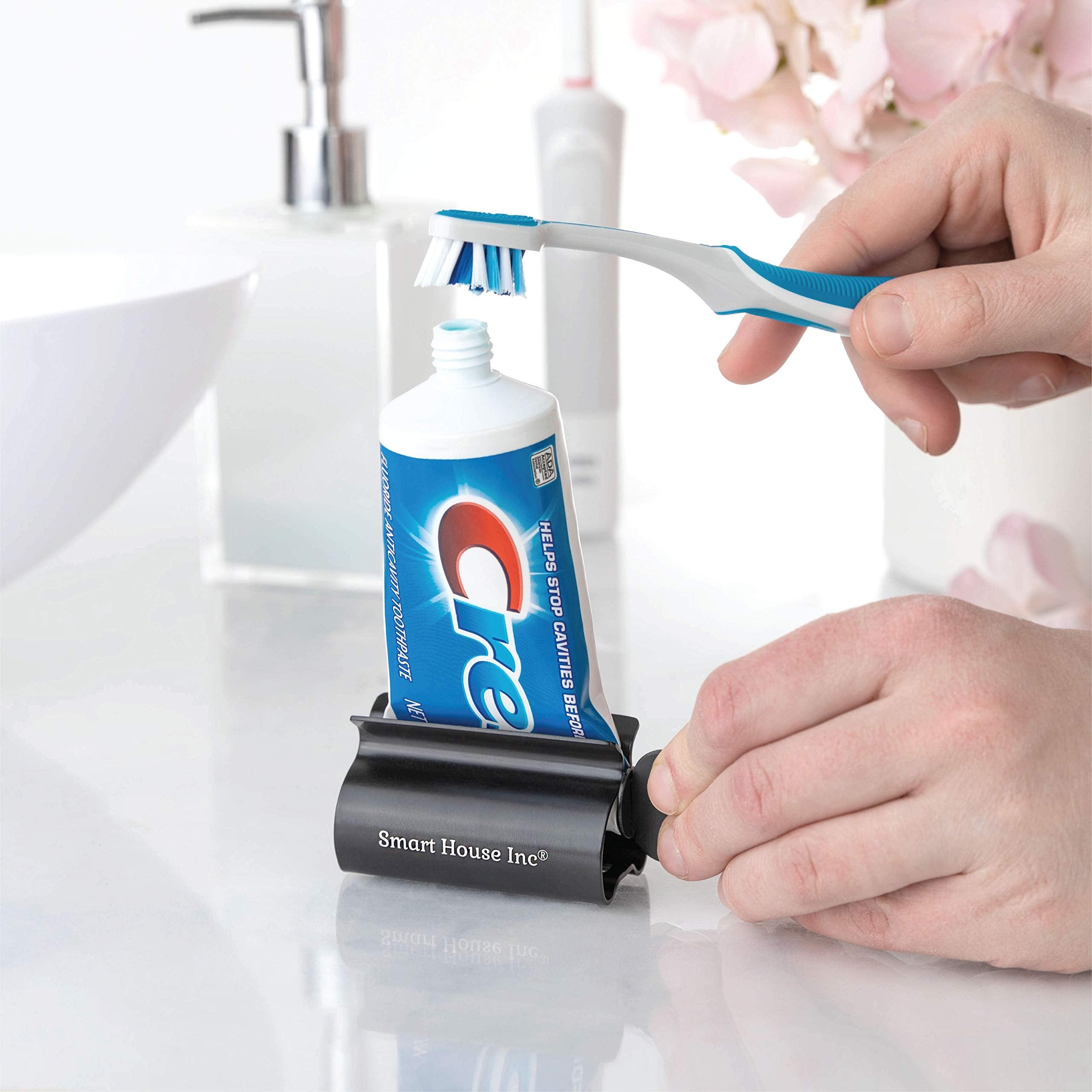 Toothpaste Squeezer Tube Roller Stainless Steel Tube Squeezer Rollers, Saves Toothpaste, Creams, Puts an end to Waste (White)