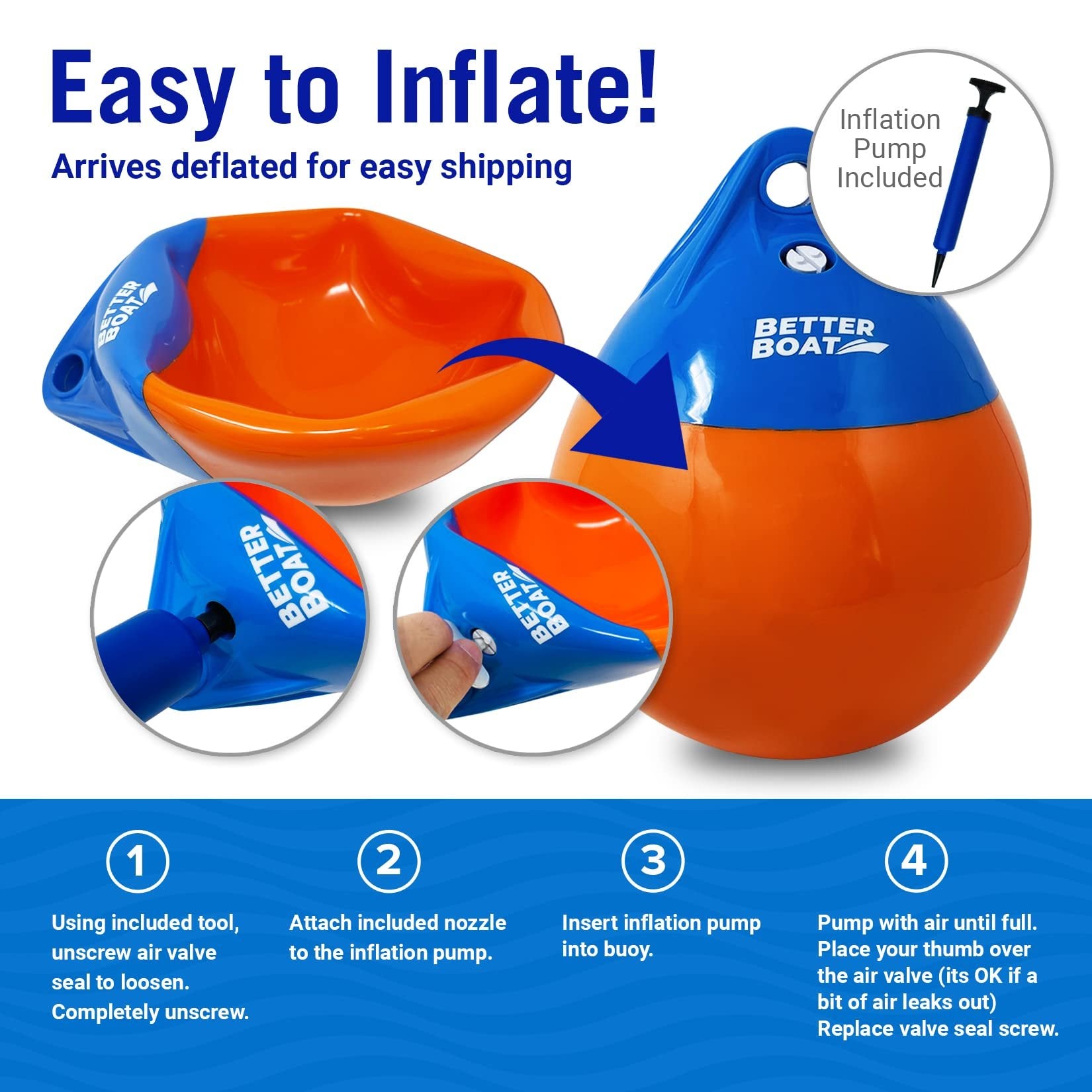 Anchor Bouy and Retrieval Ring 9" Inflatable Vinyl Boat Buoy Balls with Pump Round Boat Mooring Buoys, Marker and Anchor Float Ball Floating Pick Up for Rope for Sea & Lake