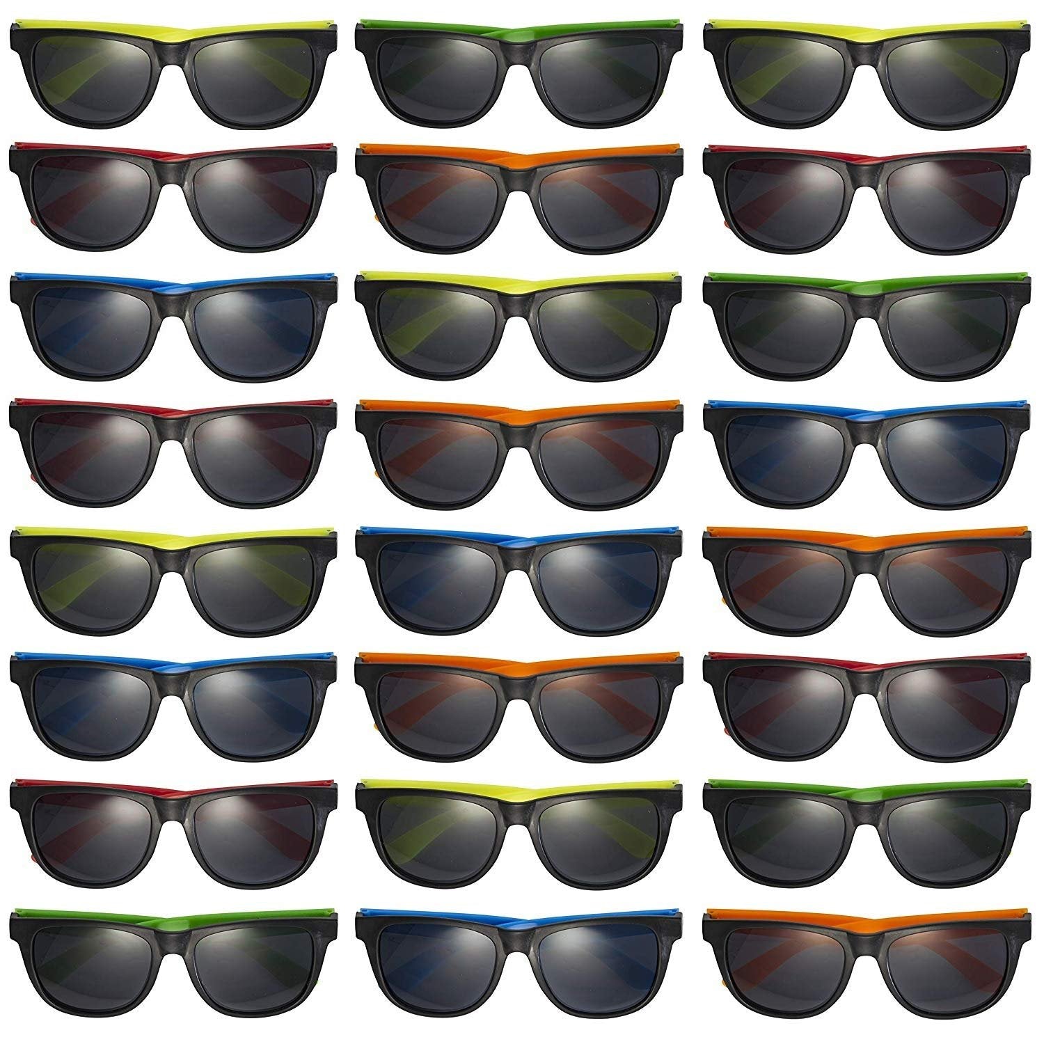 PREXTEX 25-Pack Kids Sunglasses Bulk - Neon Sunglasses - Bulk Sunglasses for Kids - Perfect Kids Party Favors for Summer, Beach Party - Bulk Kids Summer Glasses for Kids and Adults