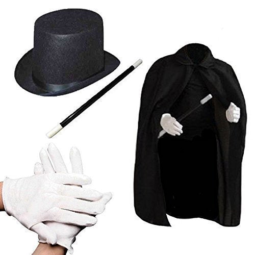 Kids Magician Costume Kids Toy Kit Set for Boy and Girls with Top Hat, Cape, Magic Wand, and White Gloves for Magic Tricks Show and Halloween Costume | Great Gifts For Toddler and 6-12 year old Kids