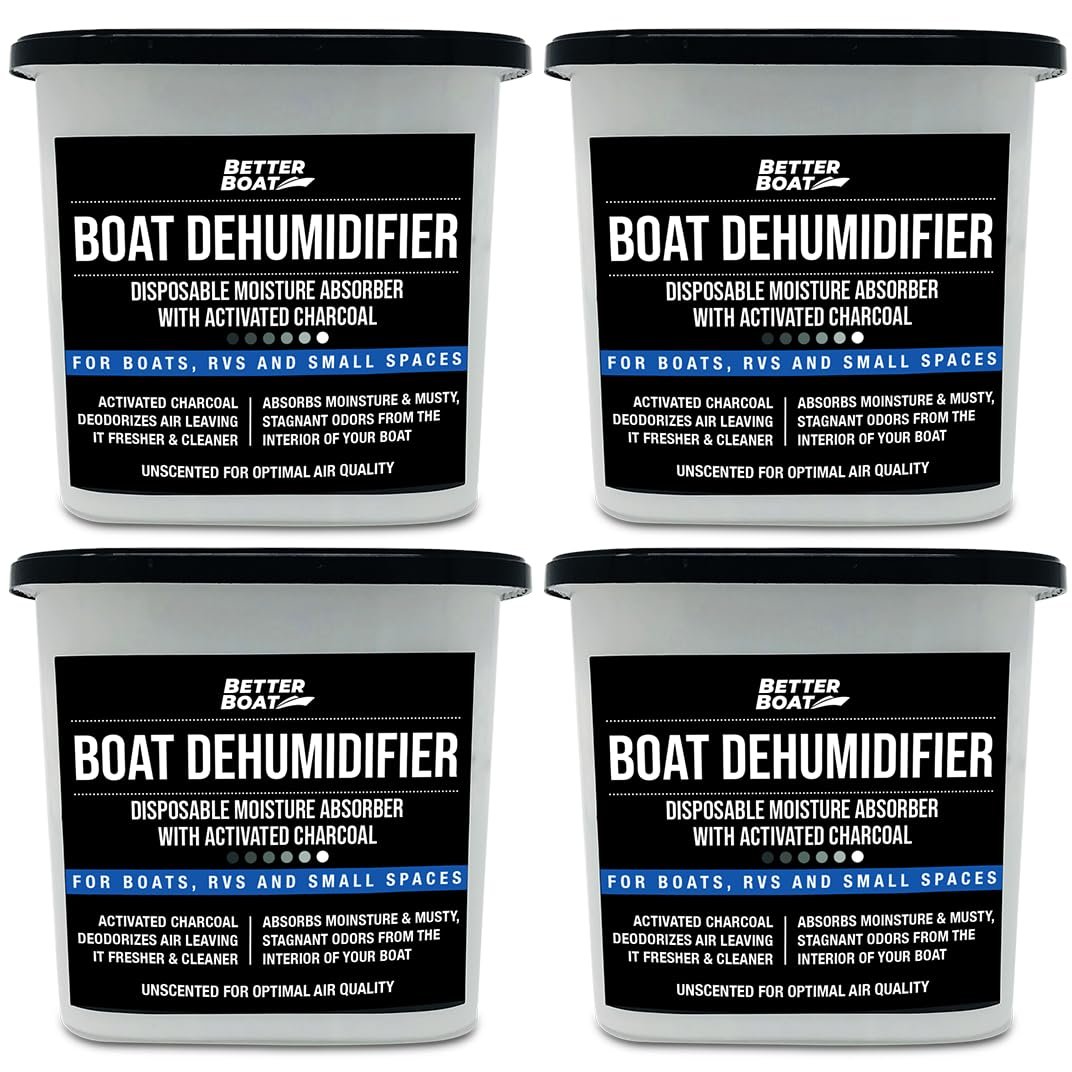 Moisture Absorber Boat Dehumidifier Moisture Absorbers Charcoal Smell Remover to Get Rid of Damp Smell & Humidity | No Refill for Basement, Closet, Home, RV or Boating Unscented Fragrance Free 4 Pack