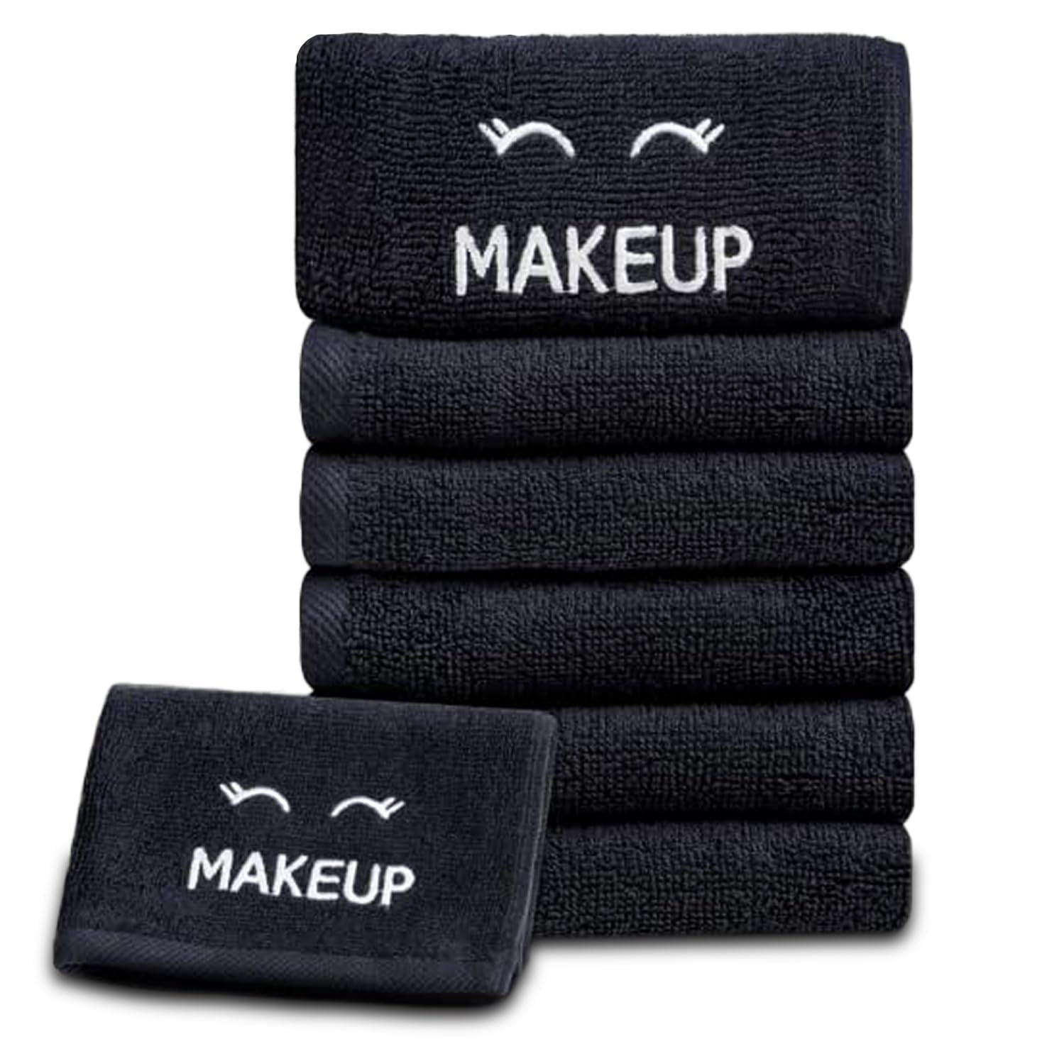 Bleach Safe Black Makeup Towels | Luxury Ultra Soft Cotton Face Washcloths Make up Removal | 6 Pack