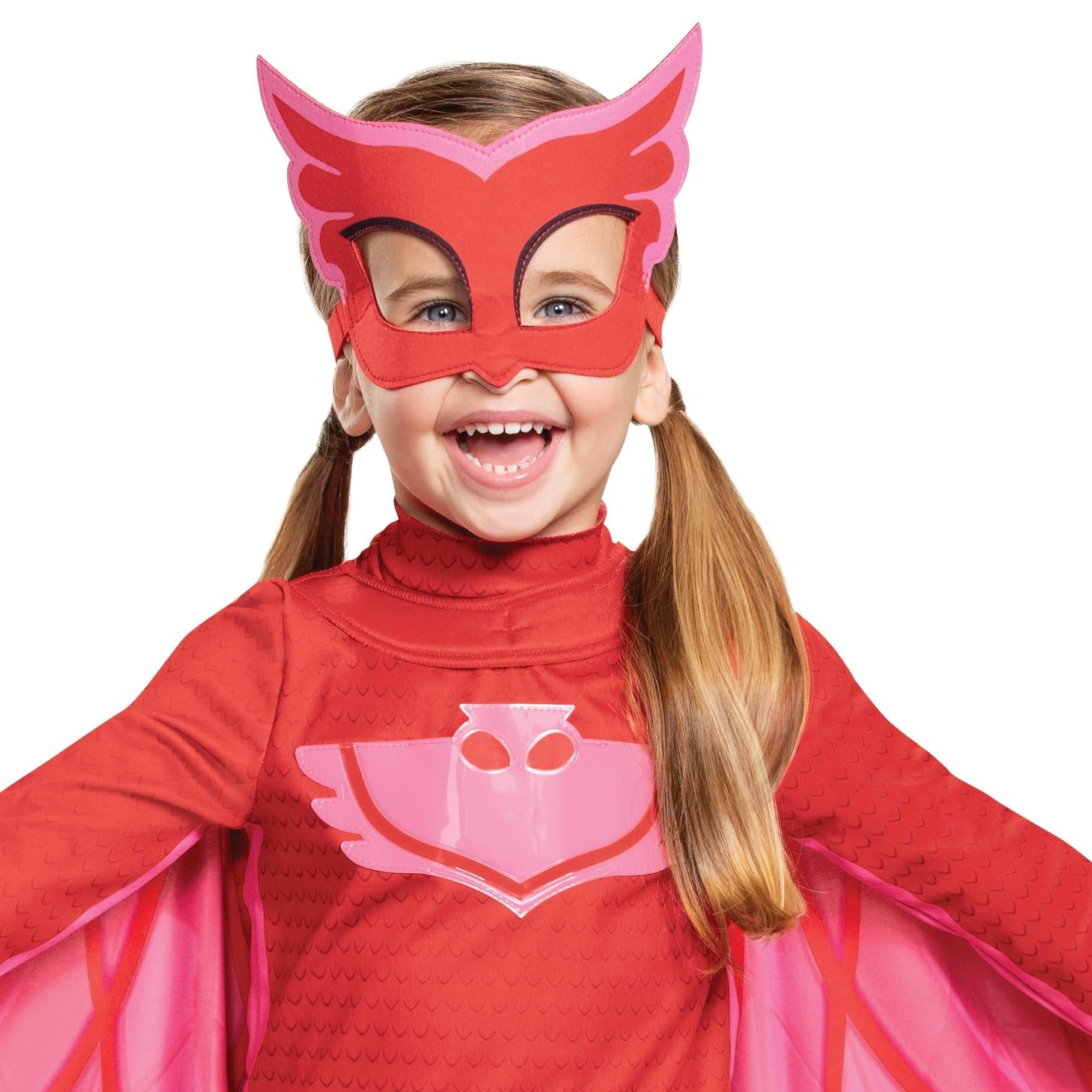 Disguise PJ Masks Owlette Costume, Deluxe Kids Light Up Jumpsuit Outfit and Character Mask, Toddler Size Small (2T) Red (100229S)