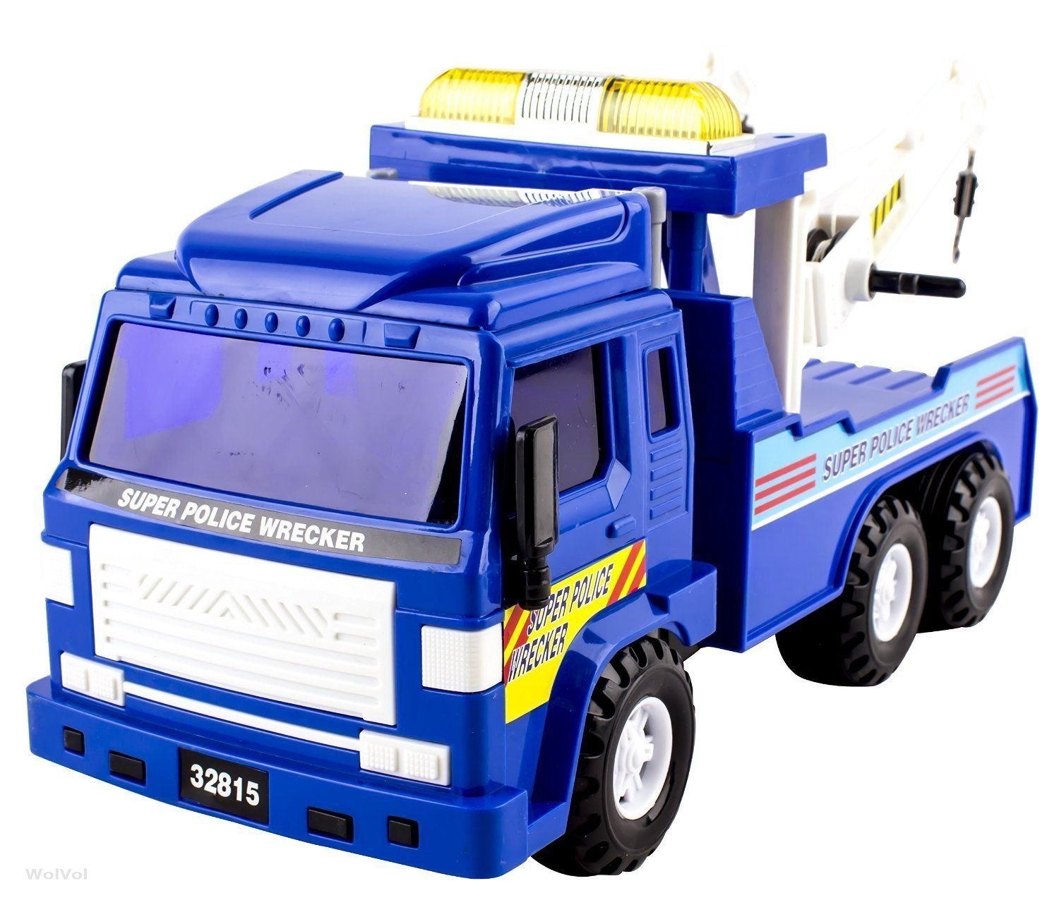 Big Daddy Police Wrecker Friction Powered Tow Truck with Two Tow Hooks